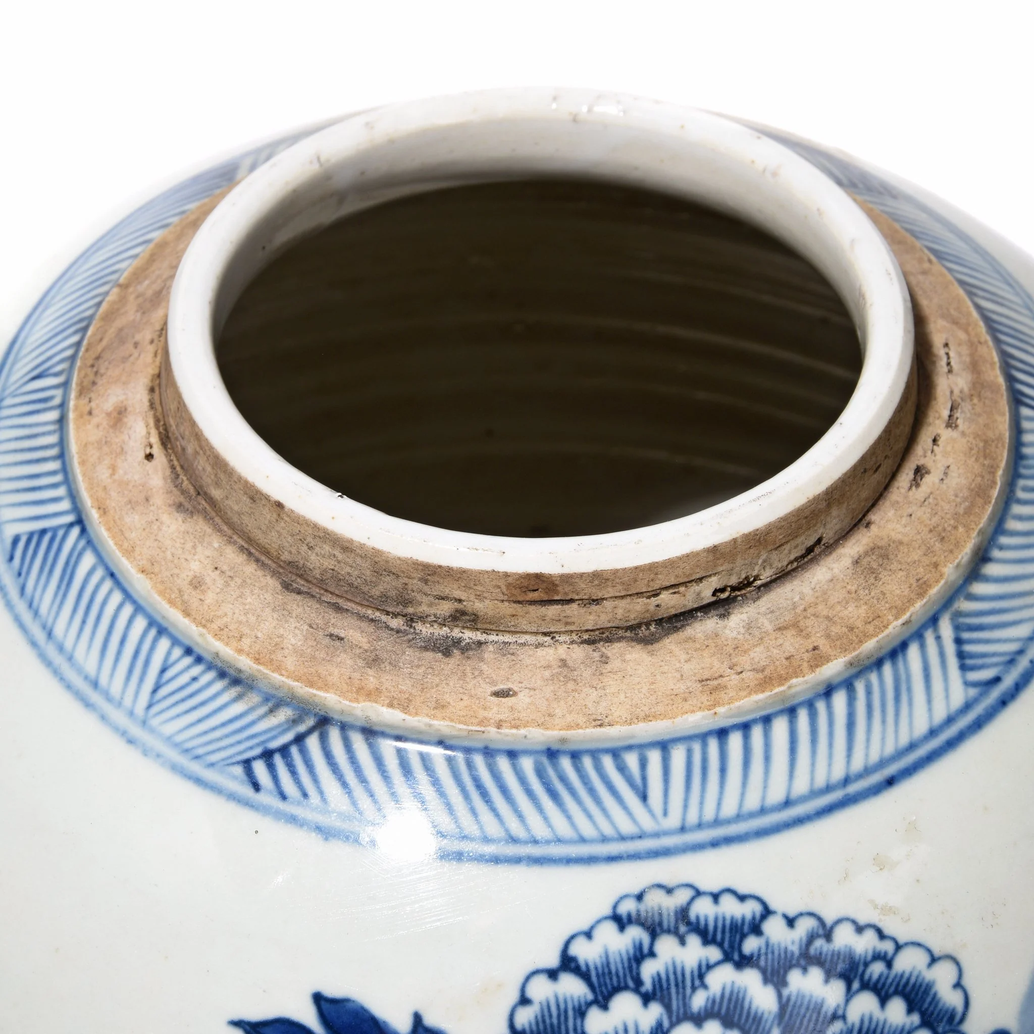 Blue & White Porcelain Ginger Jar - Chrysanthemum Design - Image 2