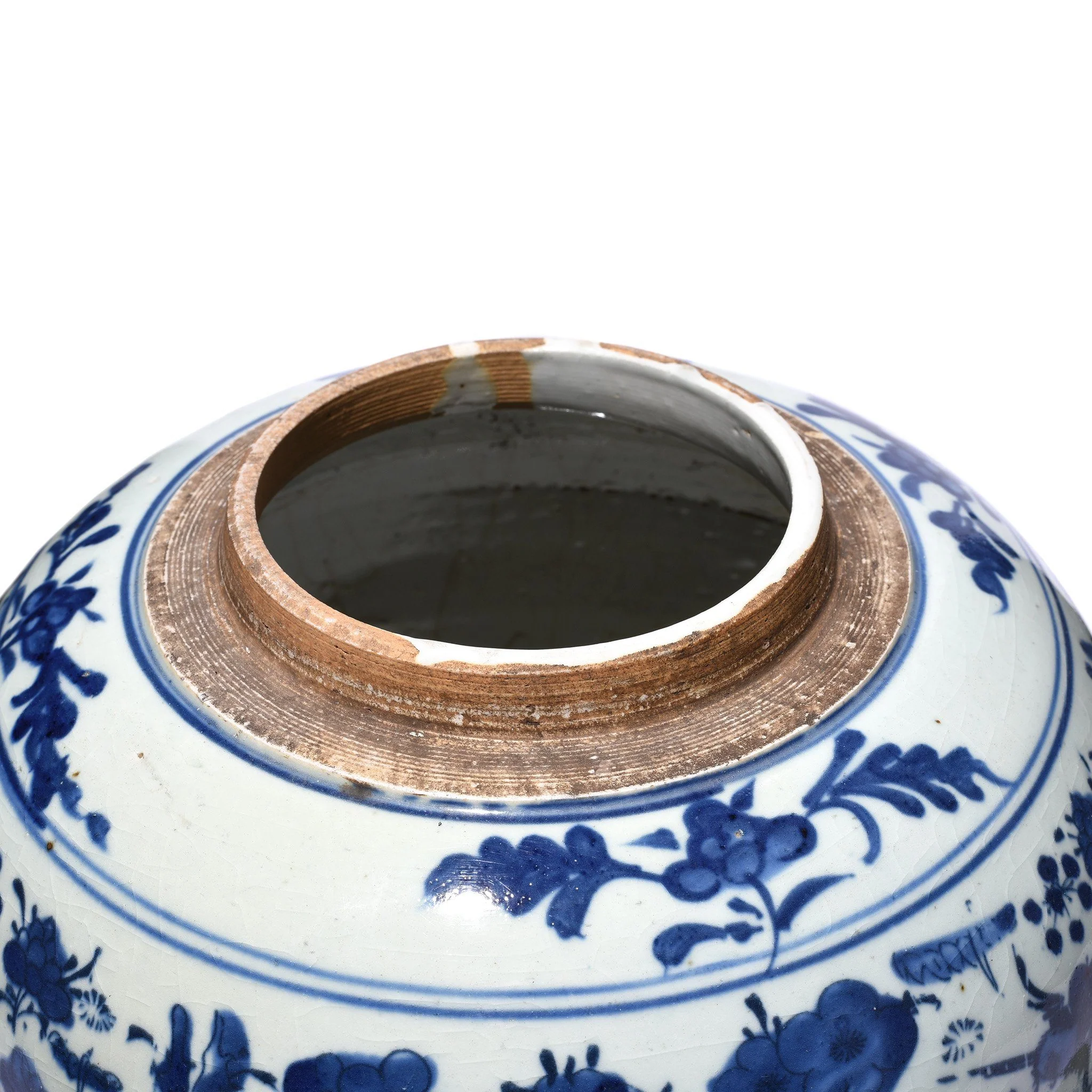 Blue & White Porcelain Ginger Jar - Chrysanthemum Design - Image 4