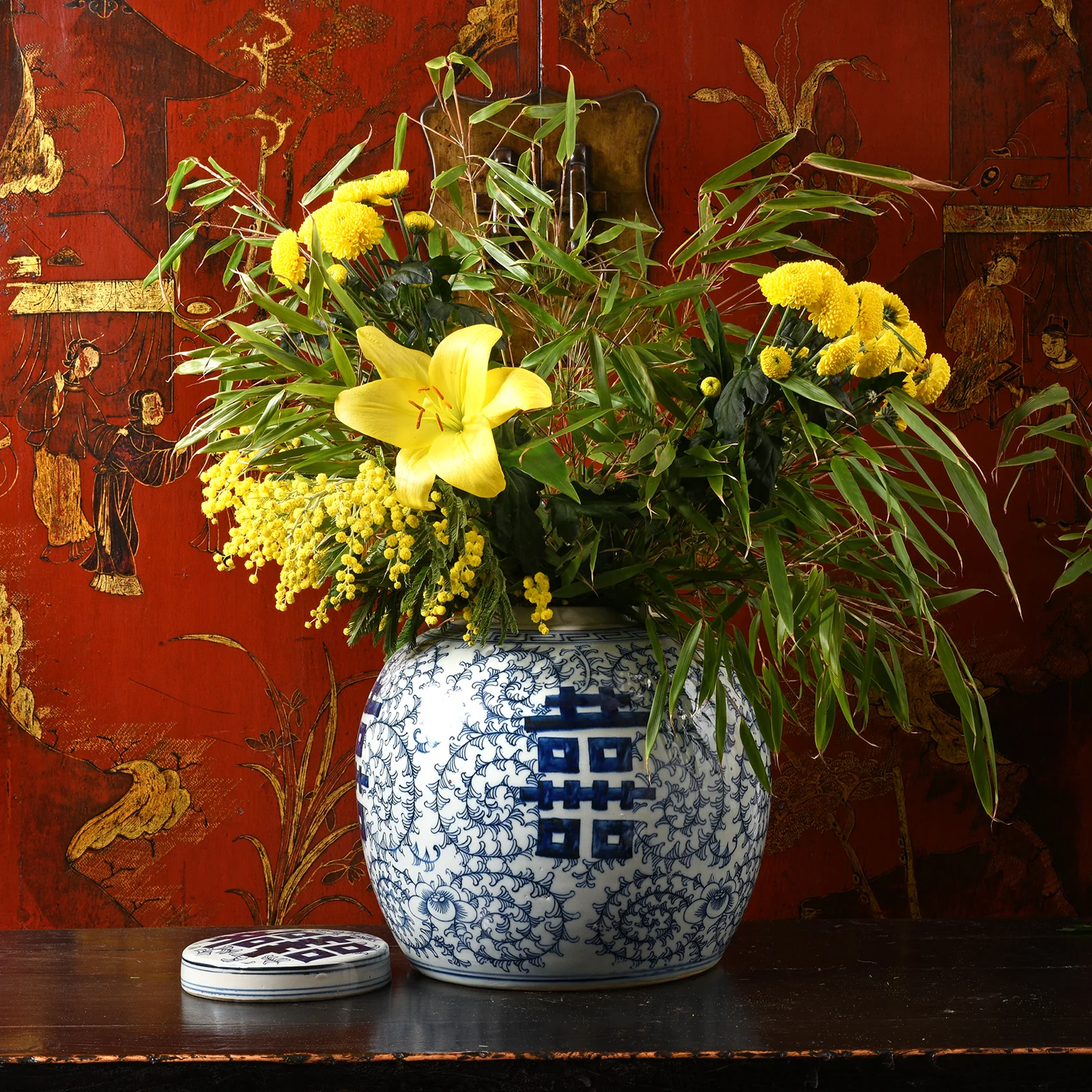 Blue & White Porcelain Ginger Jar - Double Happiness Design - Image 2
