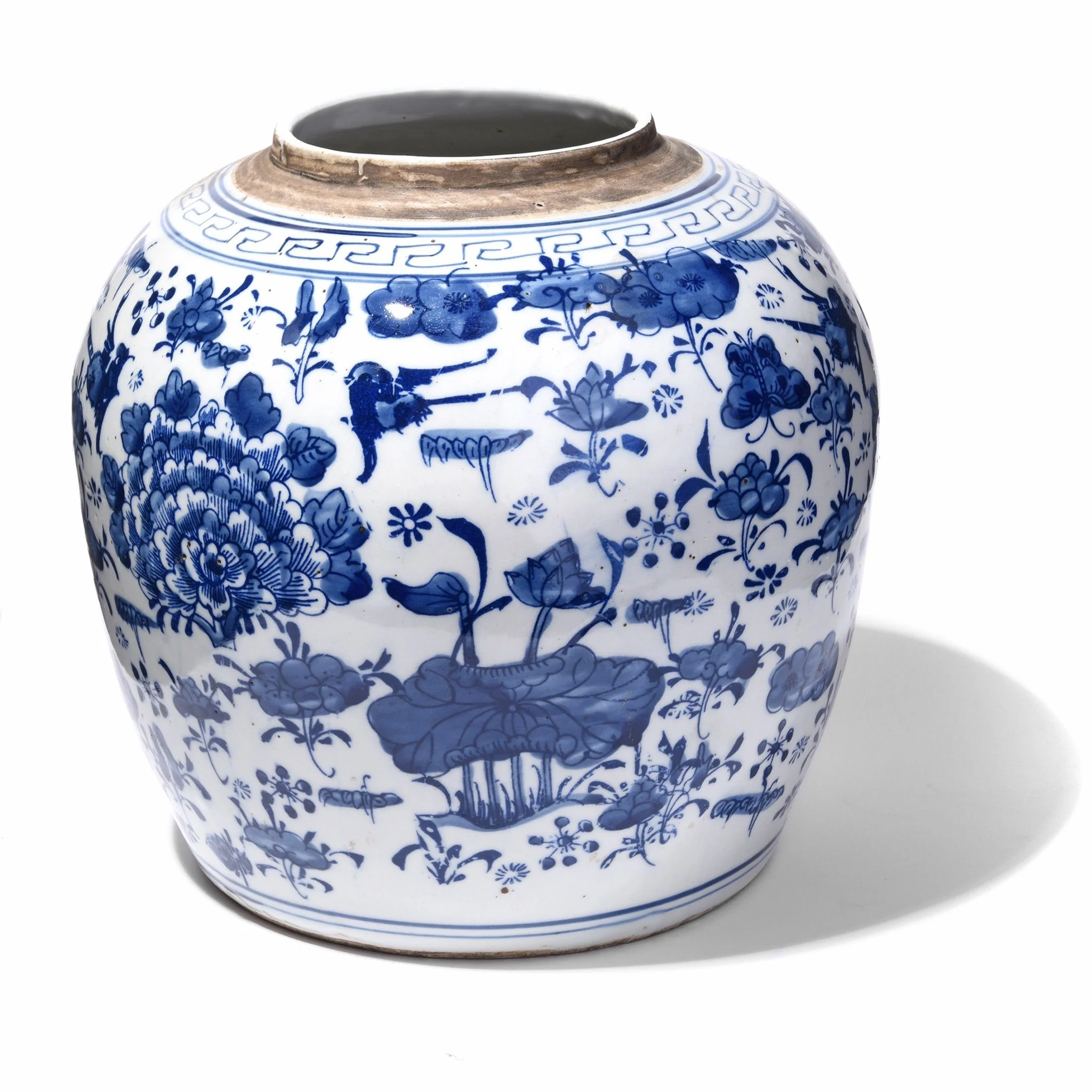 Blue & White Porcelain Ginger Jar - Peony & Butterfly Design - Image 2