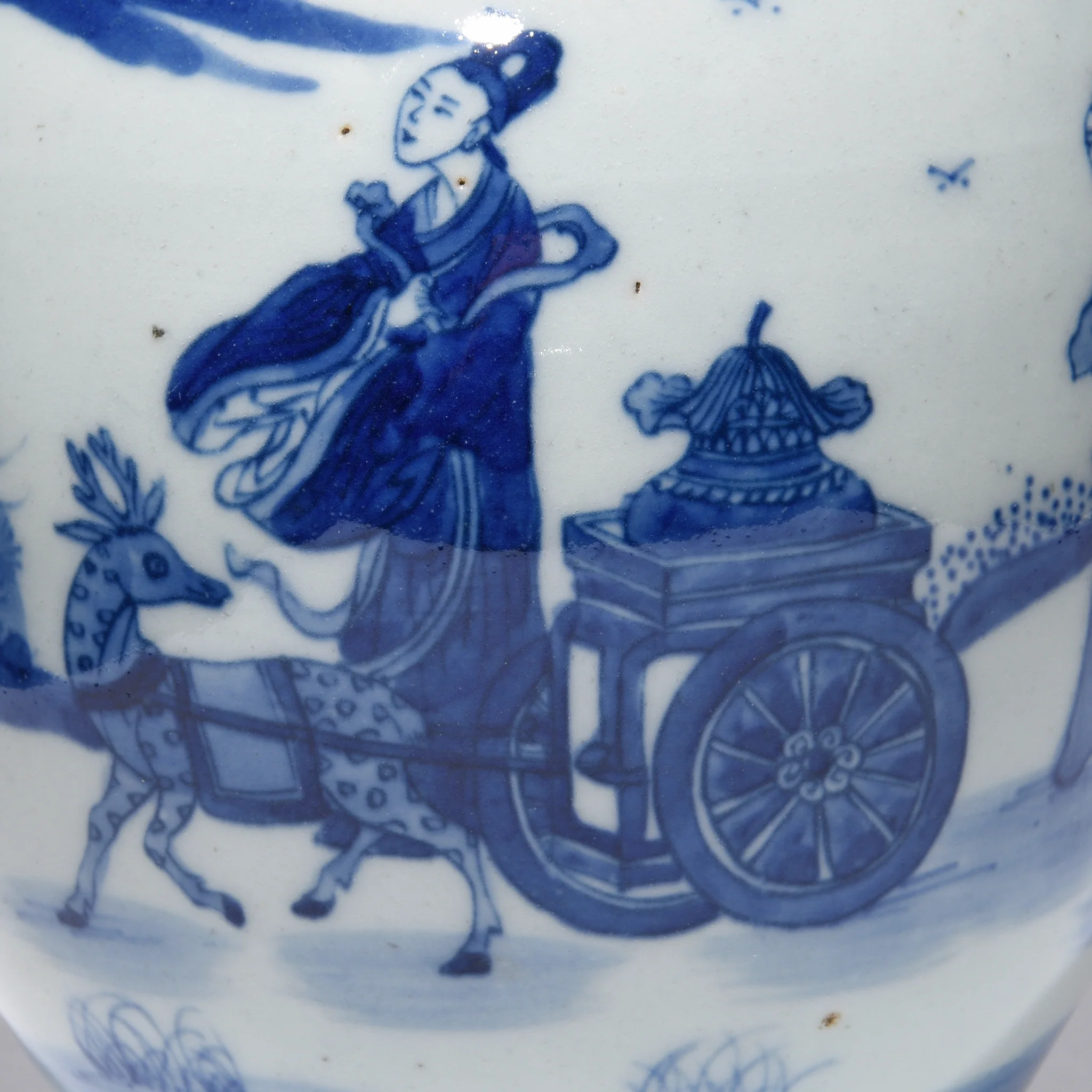 Blue & White Porcelain Ginger Jar - Scholar On Reindeer - Image 3