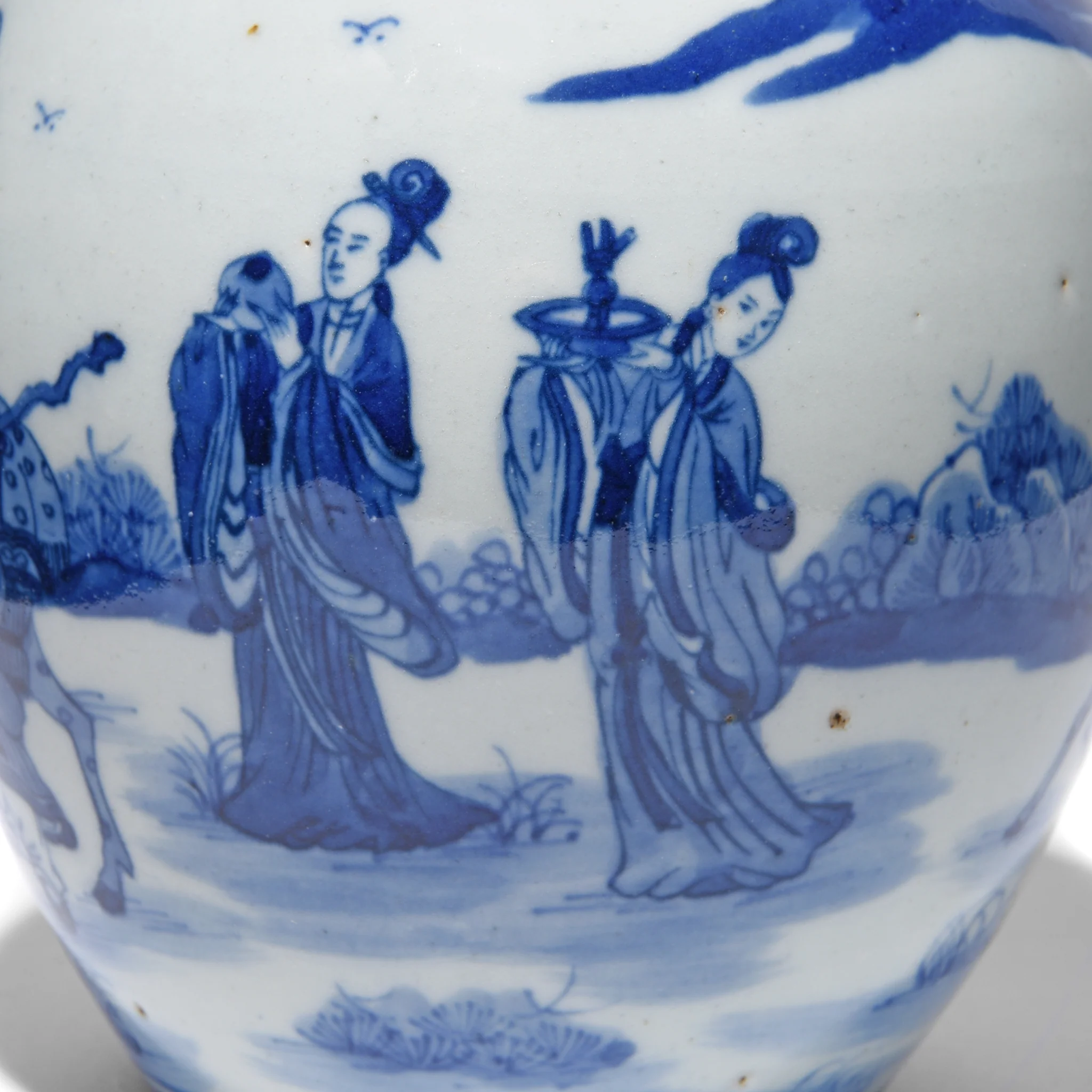 Blue & White Porcelain Ginger Jar - Scholar On Reindeer - Image 4