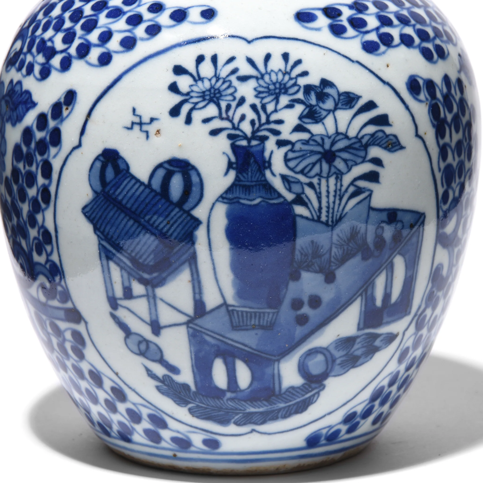 Blue & White Porcelain Ginger Jar - Floral Design - Image 3