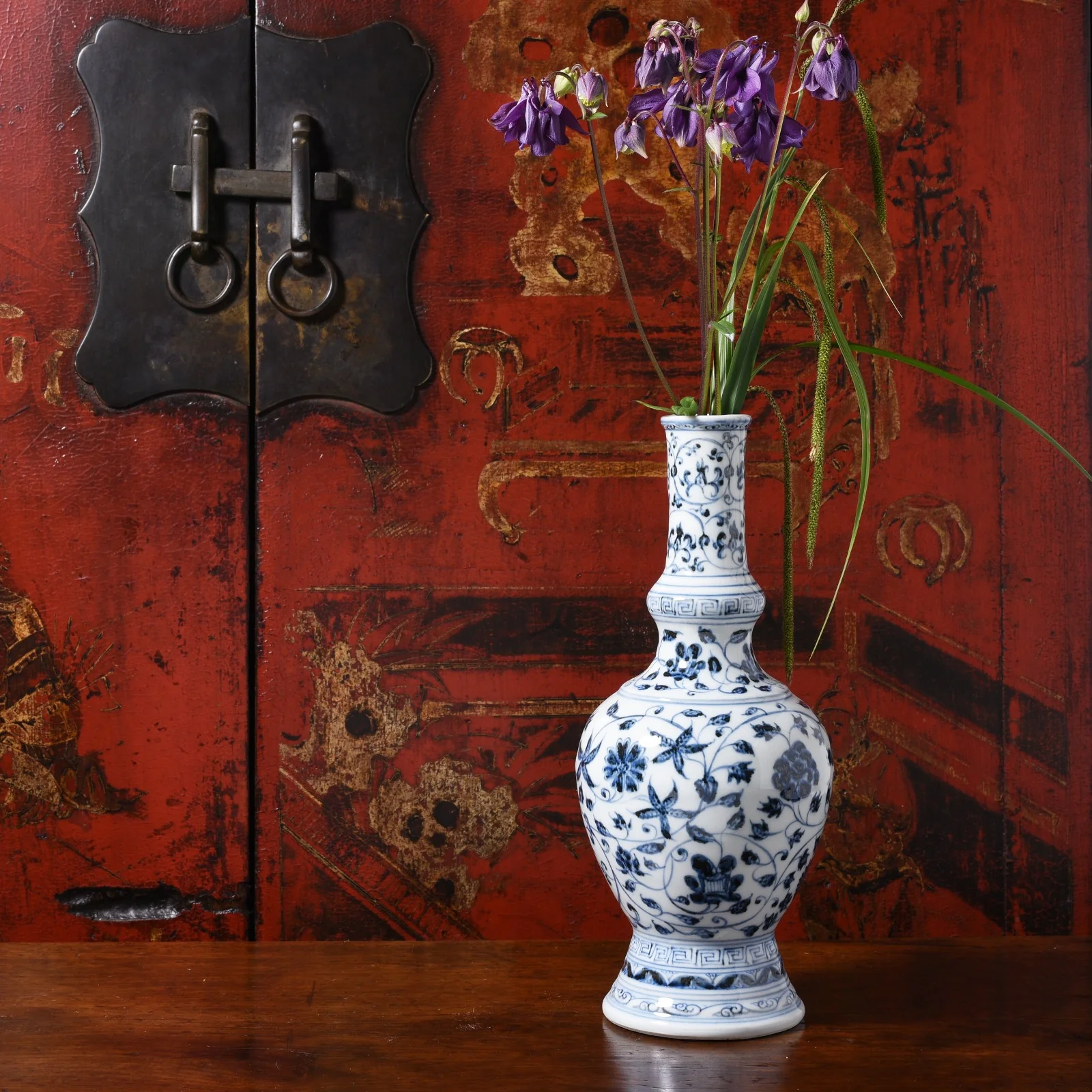 Blue & White Porcelain Holy Water Bottle - Lotus - Image 2