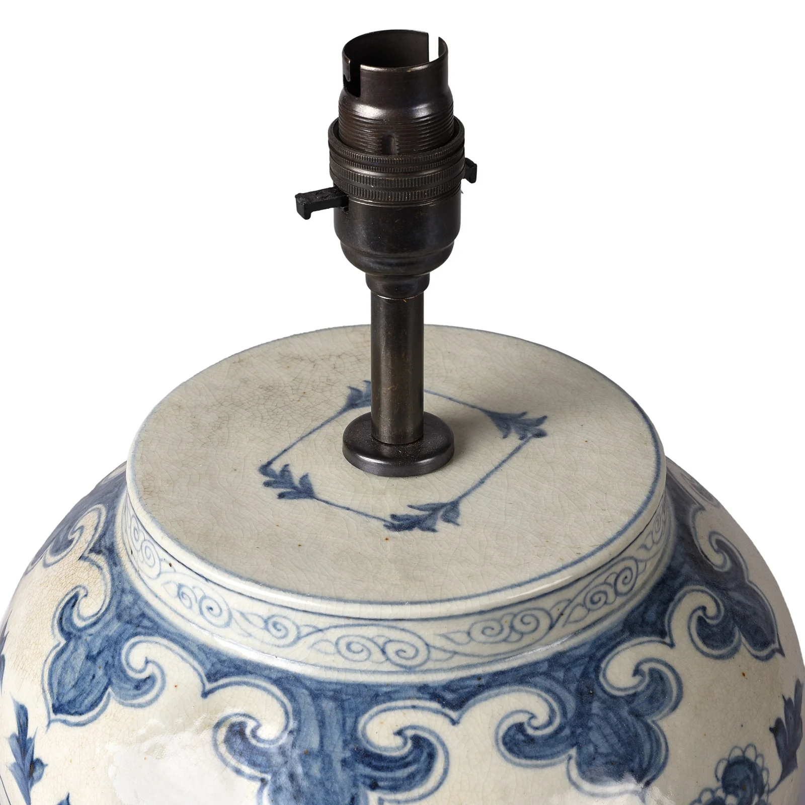 Blue & White Porcelain Table Lamp - Peony - Image 3