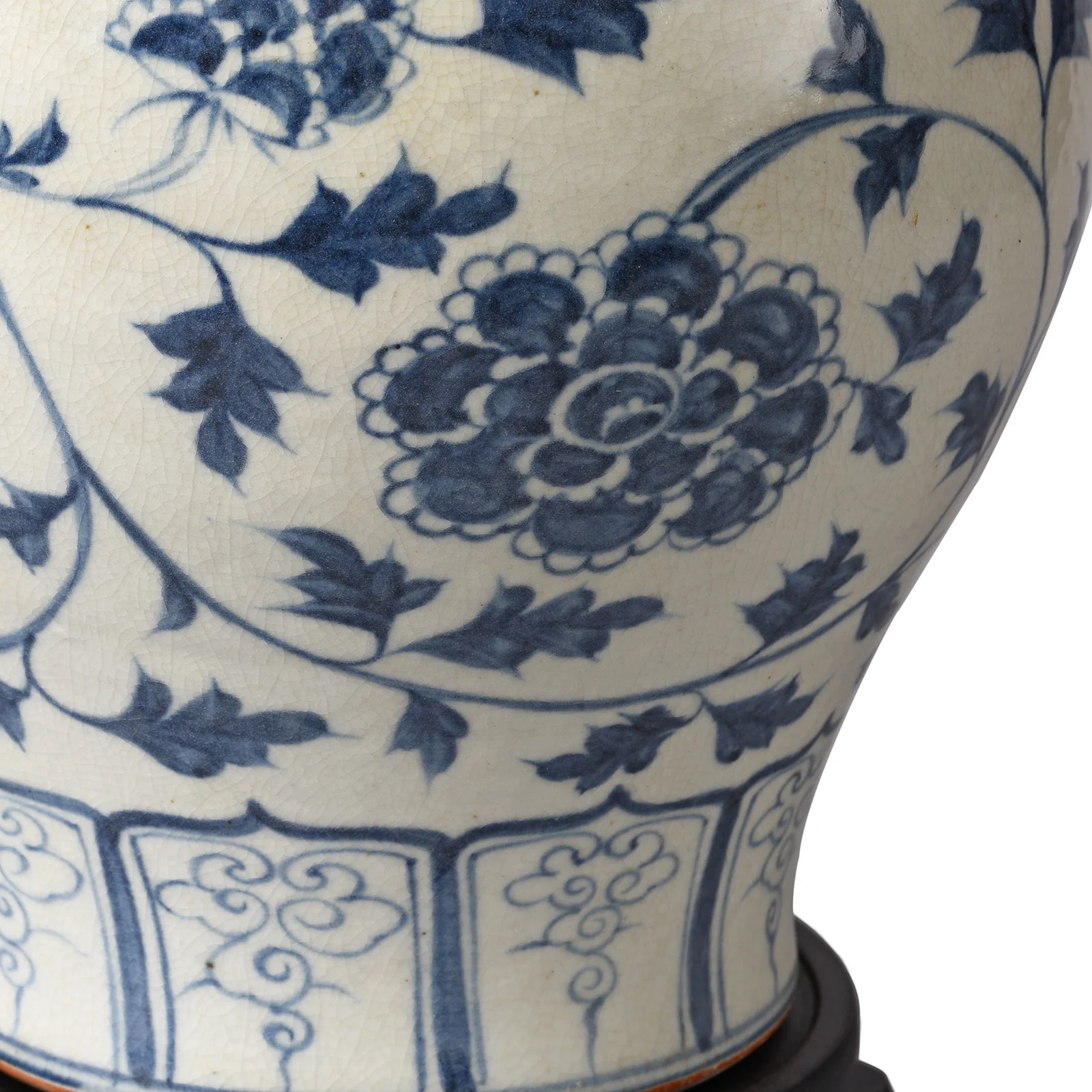 Blue & White Porcelain Table Lamp - Peony - Image 4
