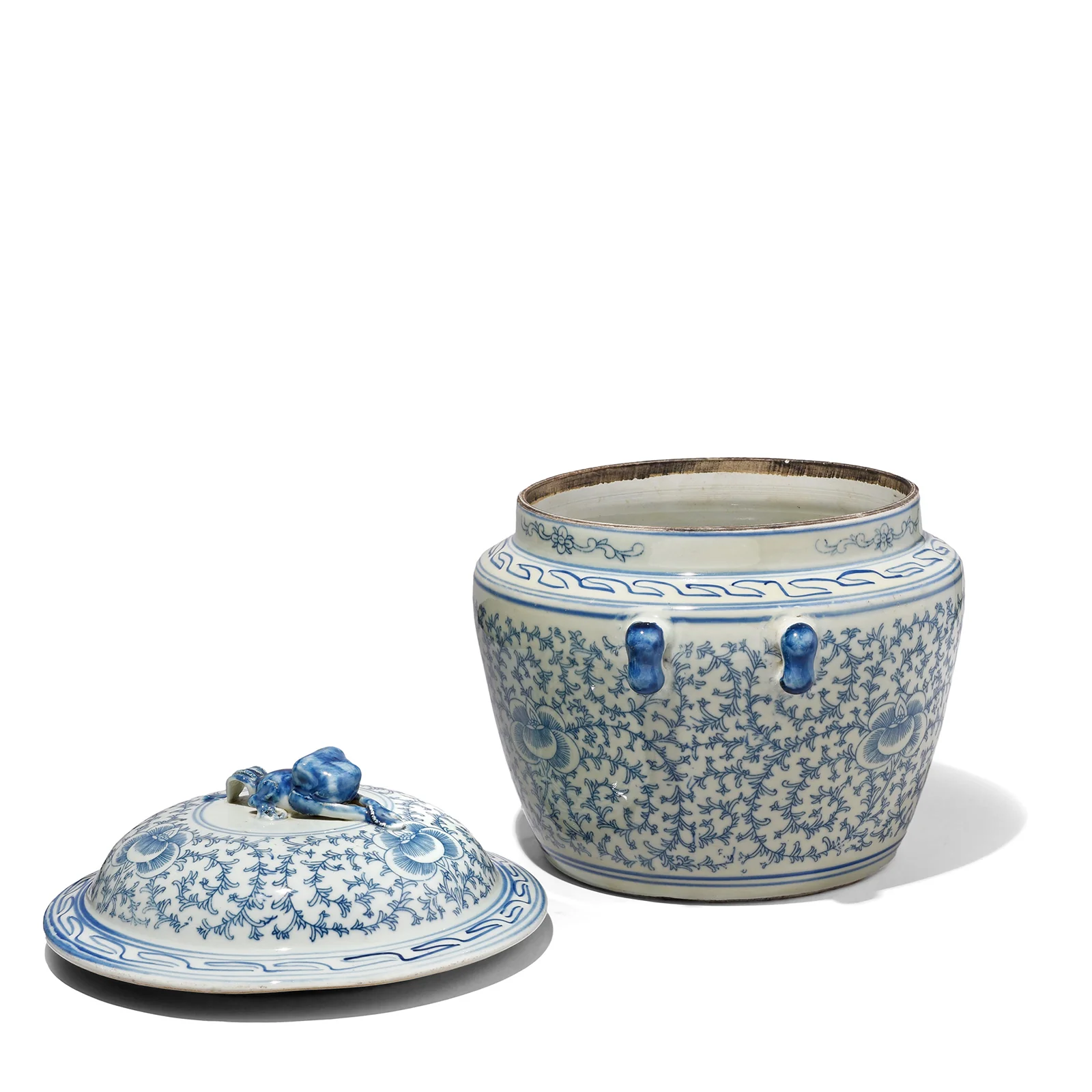 Blue & White Porcelain Lidded Rice Jar - Image 3