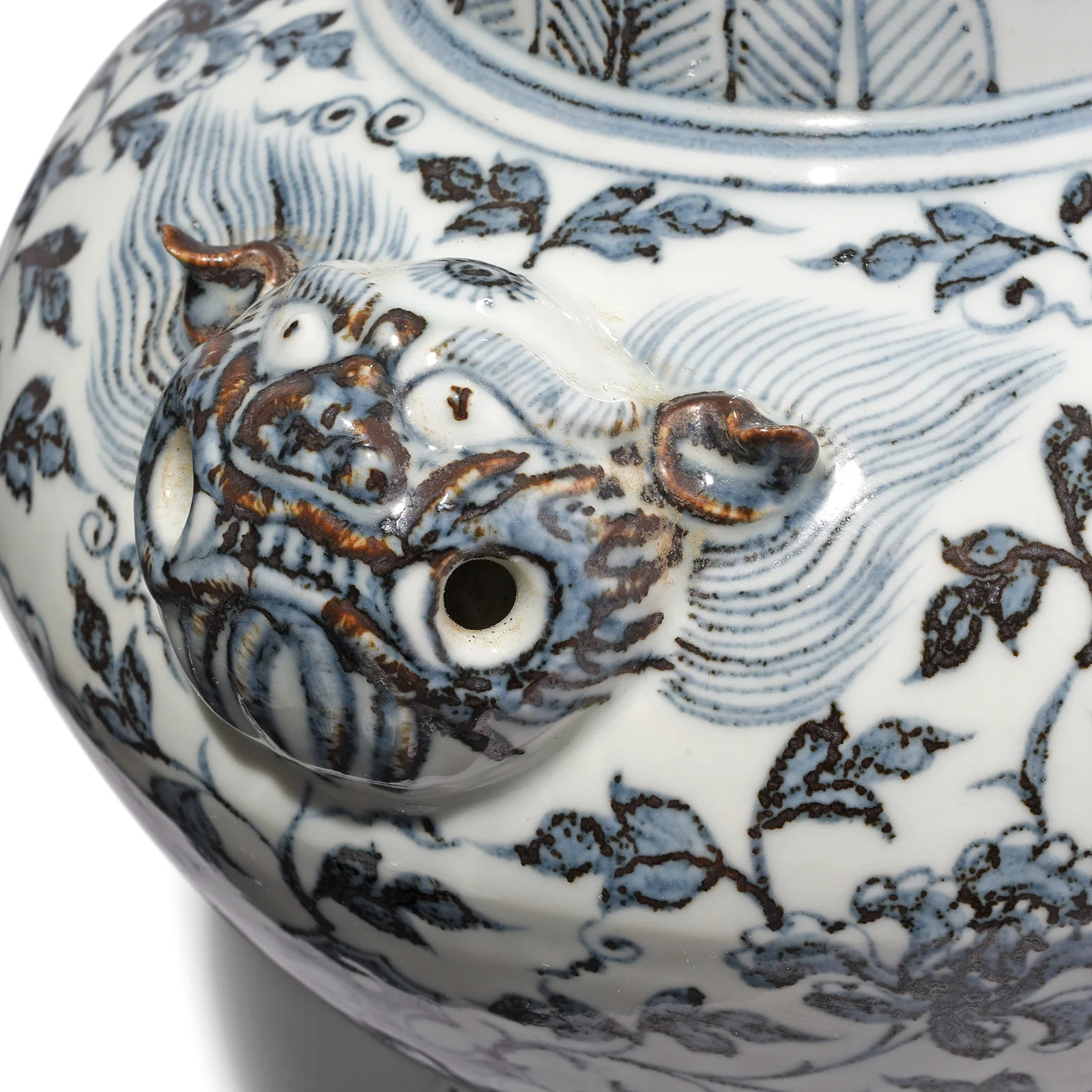 Hongwu Blue & White Porcelain Lidded Wine Jar - Peonies & Phoenix - Image 5