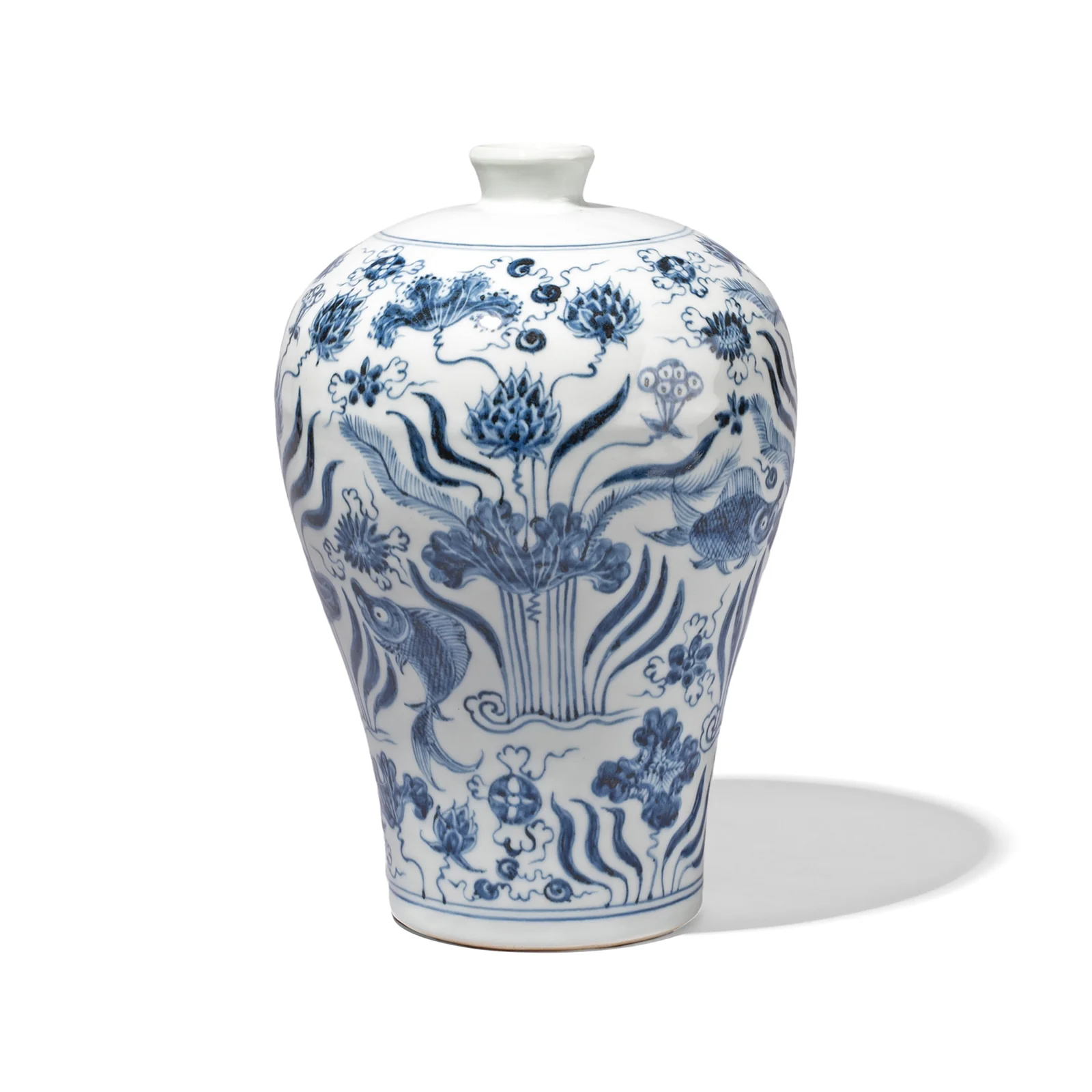 Blue & White Porcelain Meiping Vase - Xuande Fish - Image 2