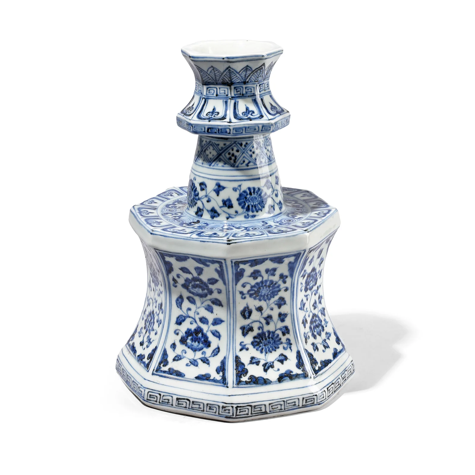 Blue & White Porcelain Octagonal Candlestick