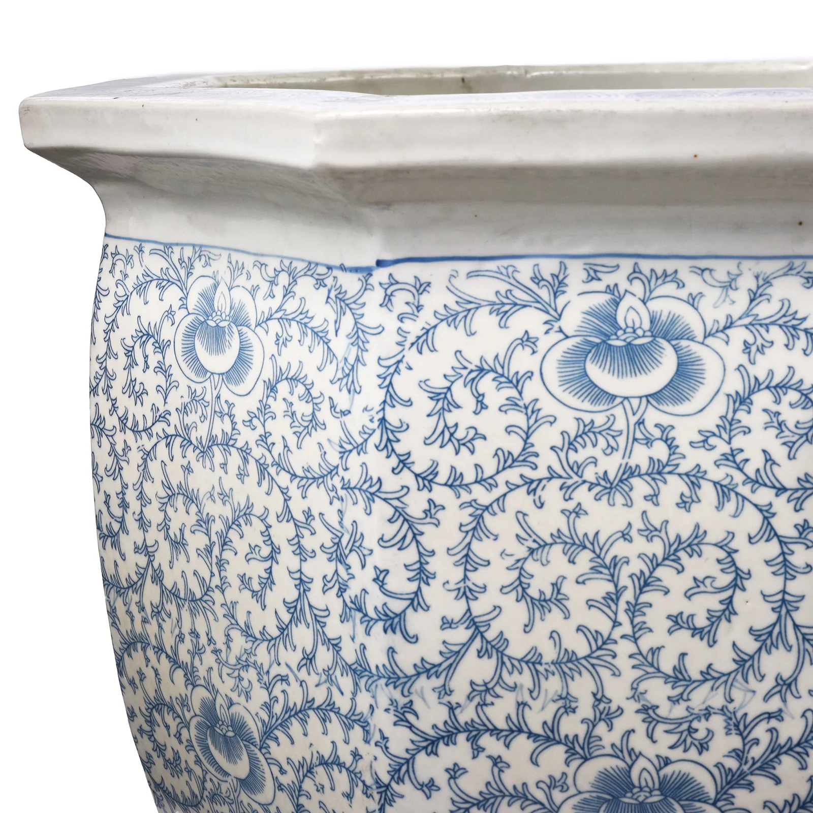 Blue & White Porcelain Octagonal Planter - Image 2