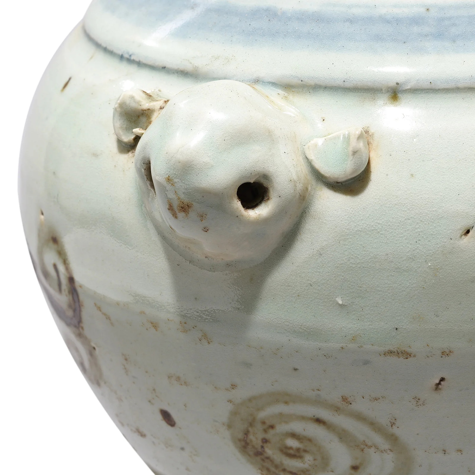 Provincial Style Blue & White Porcelain Fish Jar - Image 3