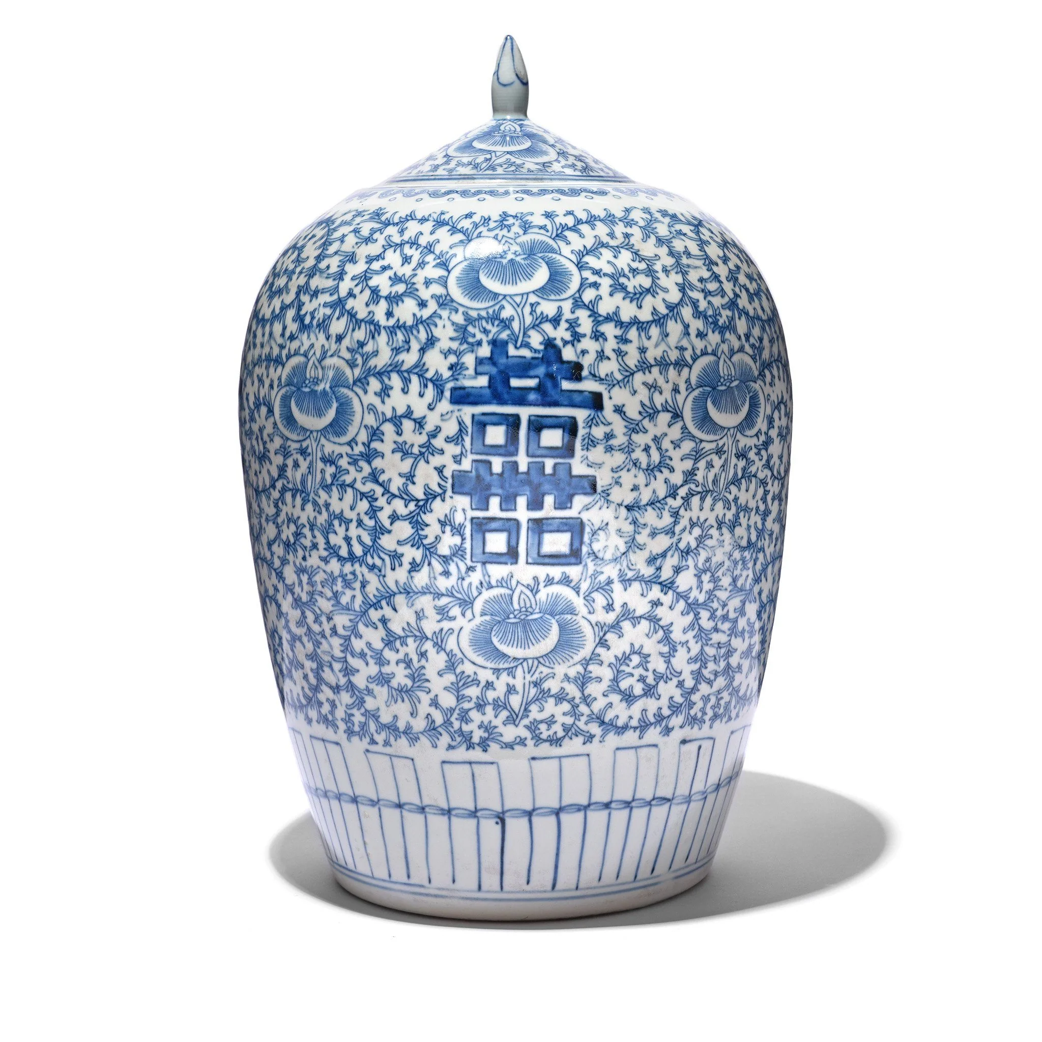 Blue & White Porcelain Rice Jar - Double Happiness Design