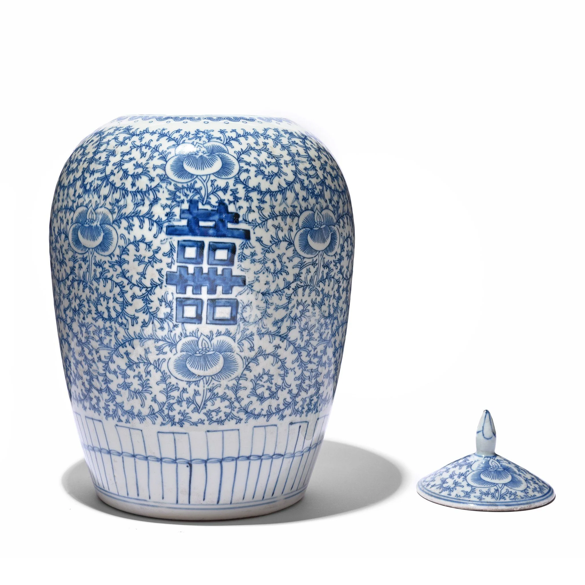 Blue & White Porcelain Rice Jar - Double Happiness Design - Image 3