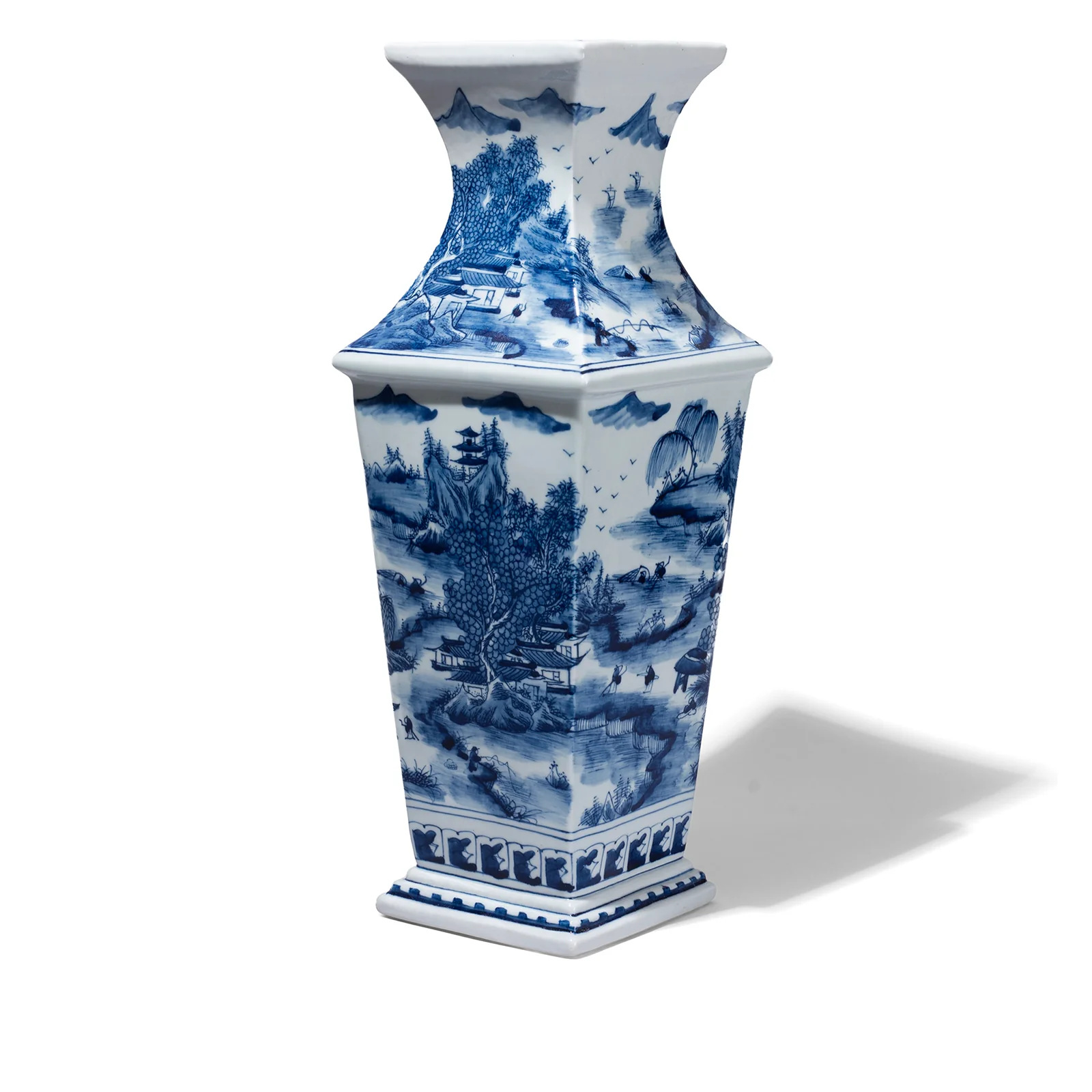 Blue & White Porcelain Squared Vase - Khangai Mountains