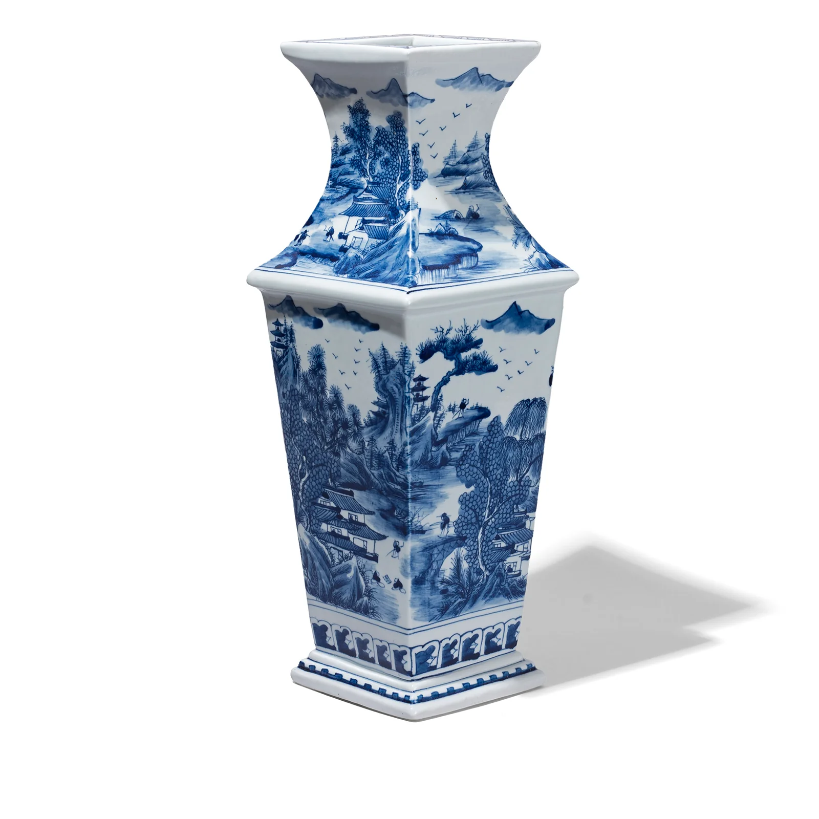 Blue & White Porcelain Squared Vase - Khangai Mountains - Image 2
