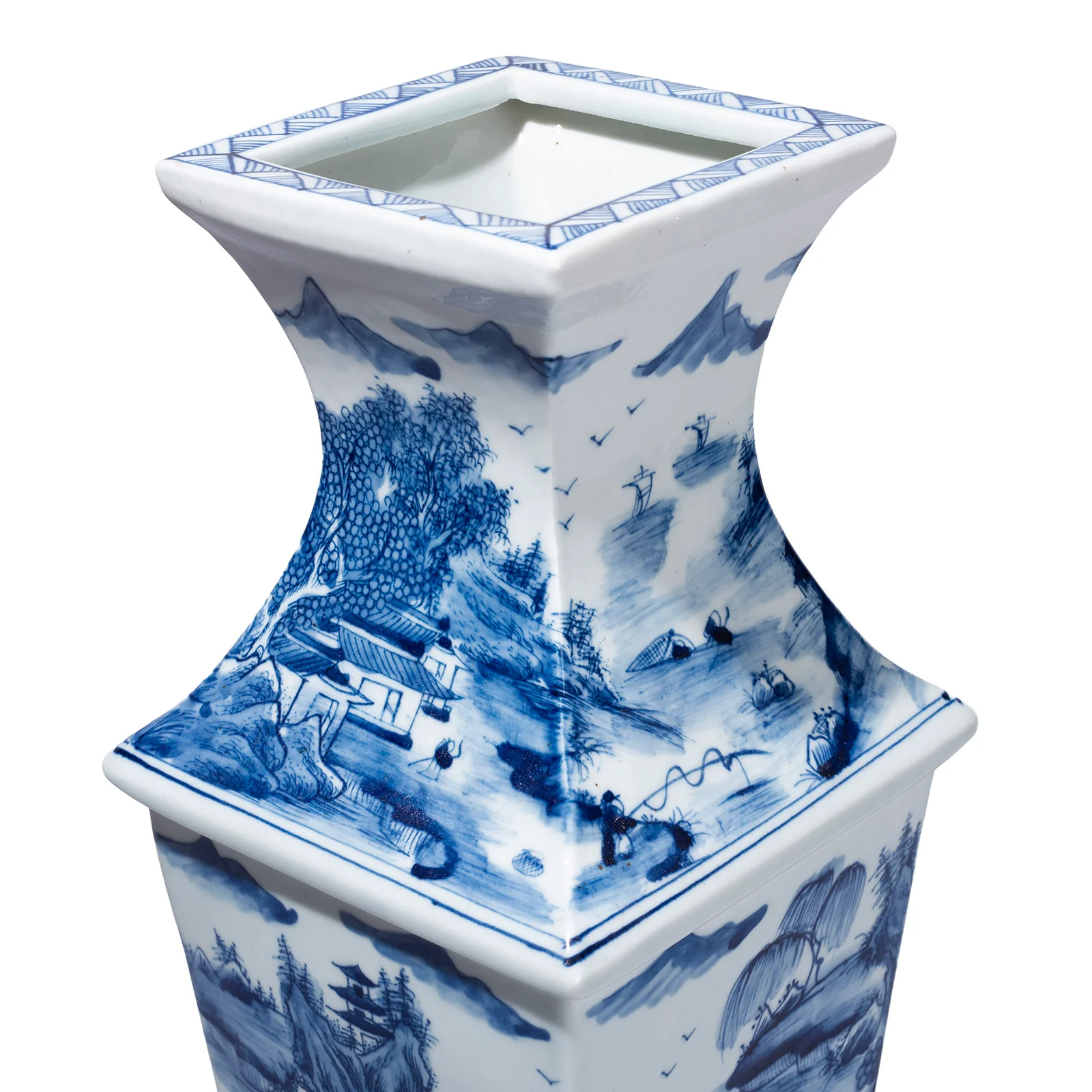 Blue & White Porcelain Squared Vase - Khangai Mountains - Image 3