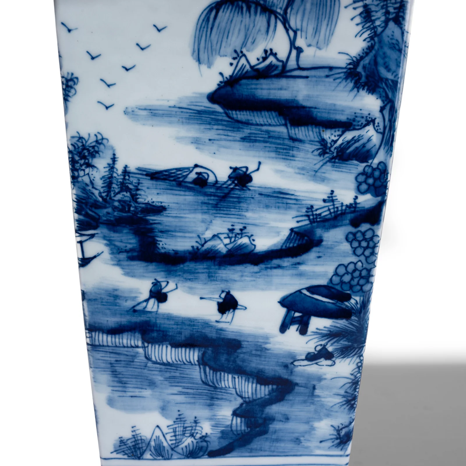 Blue & White Porcelain Squared Vase - Khangai Mountains - Image 4