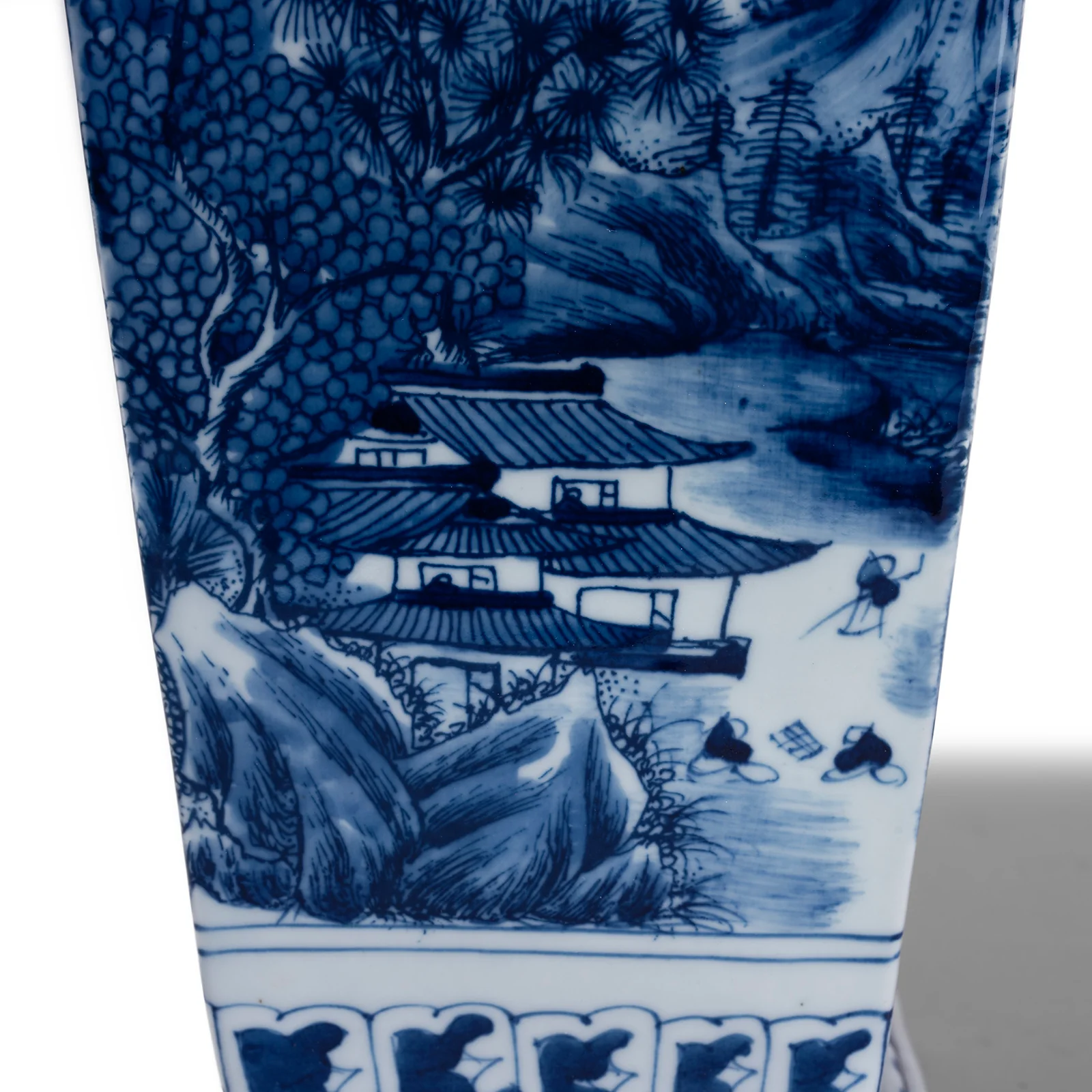 Blue & White Porcelain Squared Vase - Khangai Mountains - Image 5
