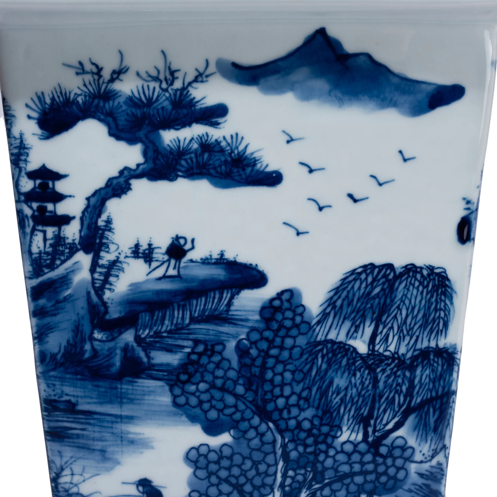 Blue & White Porcelain Squared Vase - Khangai Mountains - Image 6