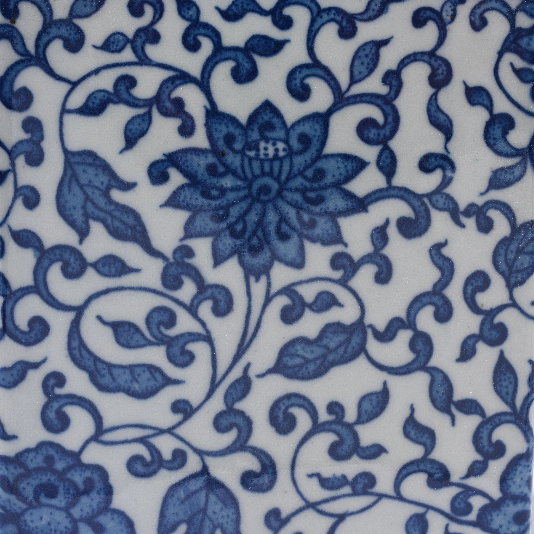 Blue & White Porcelain Tea Caddy - Peony Design - Image 2