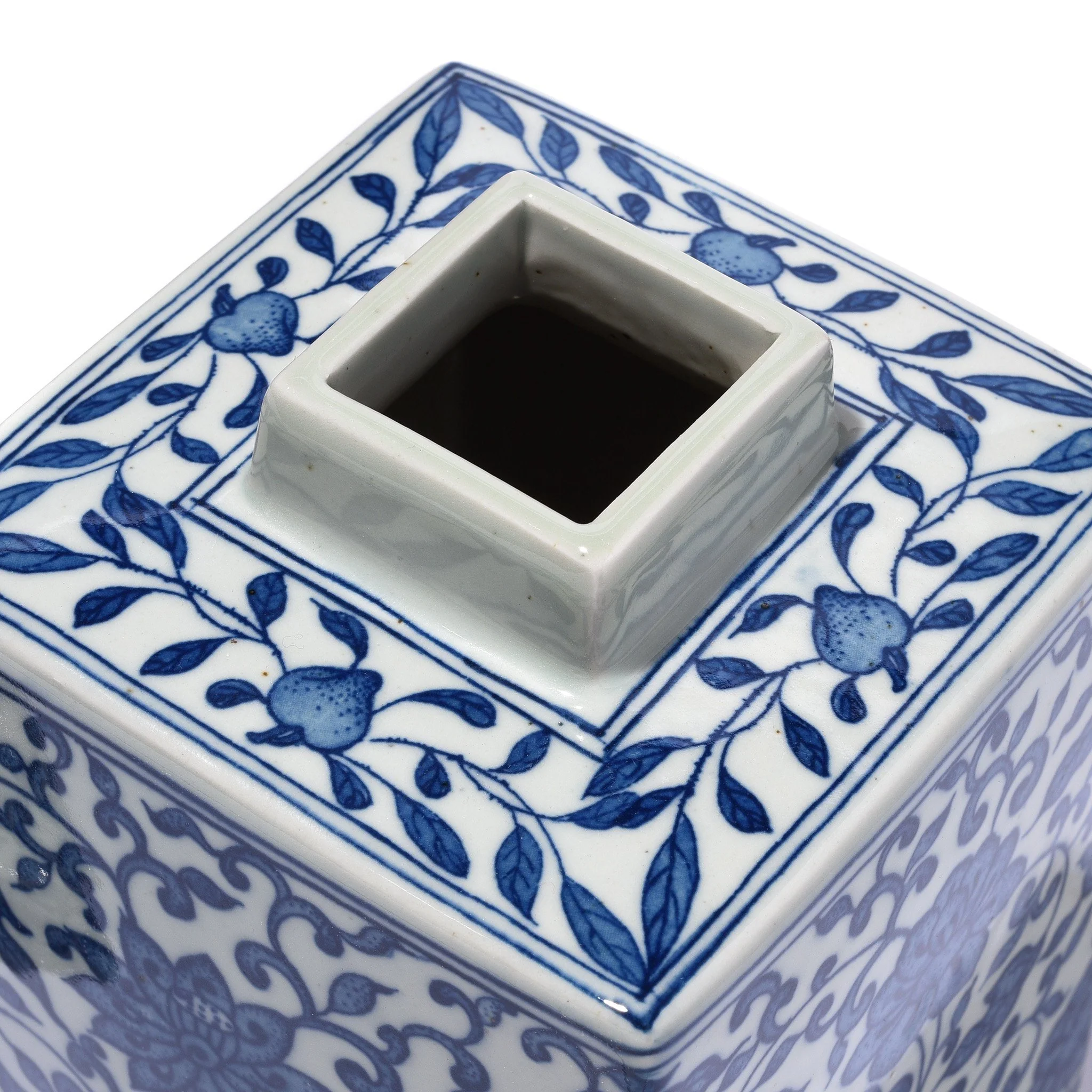 Blue & White Porcelain Tea Caddy - Peony Design - Image 3