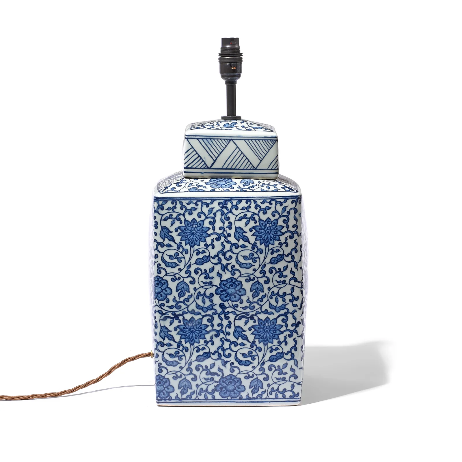 Blue & White Porcelain Tea Caddy Table Lamp - Image 3