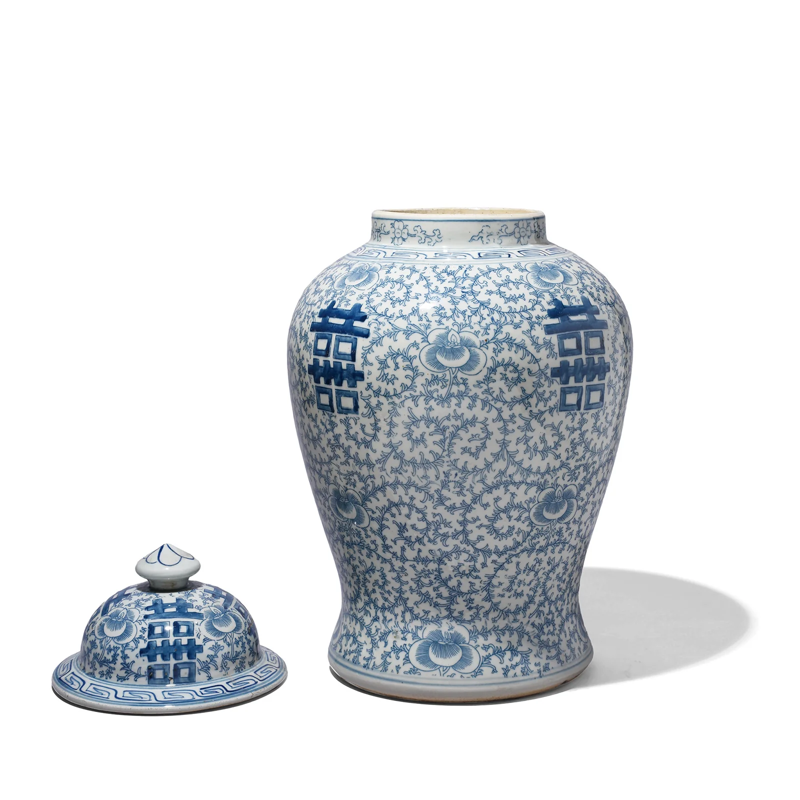 Blue & White Porcelain Temple Jar - Double Happiness Design - Image 4