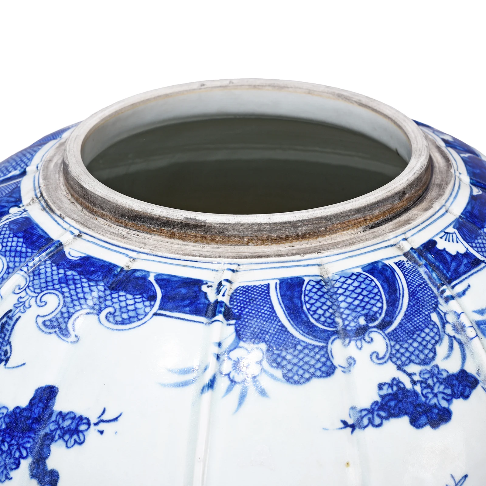 Blue & White Porcelain Temple Jar - Battle Design - Image 5