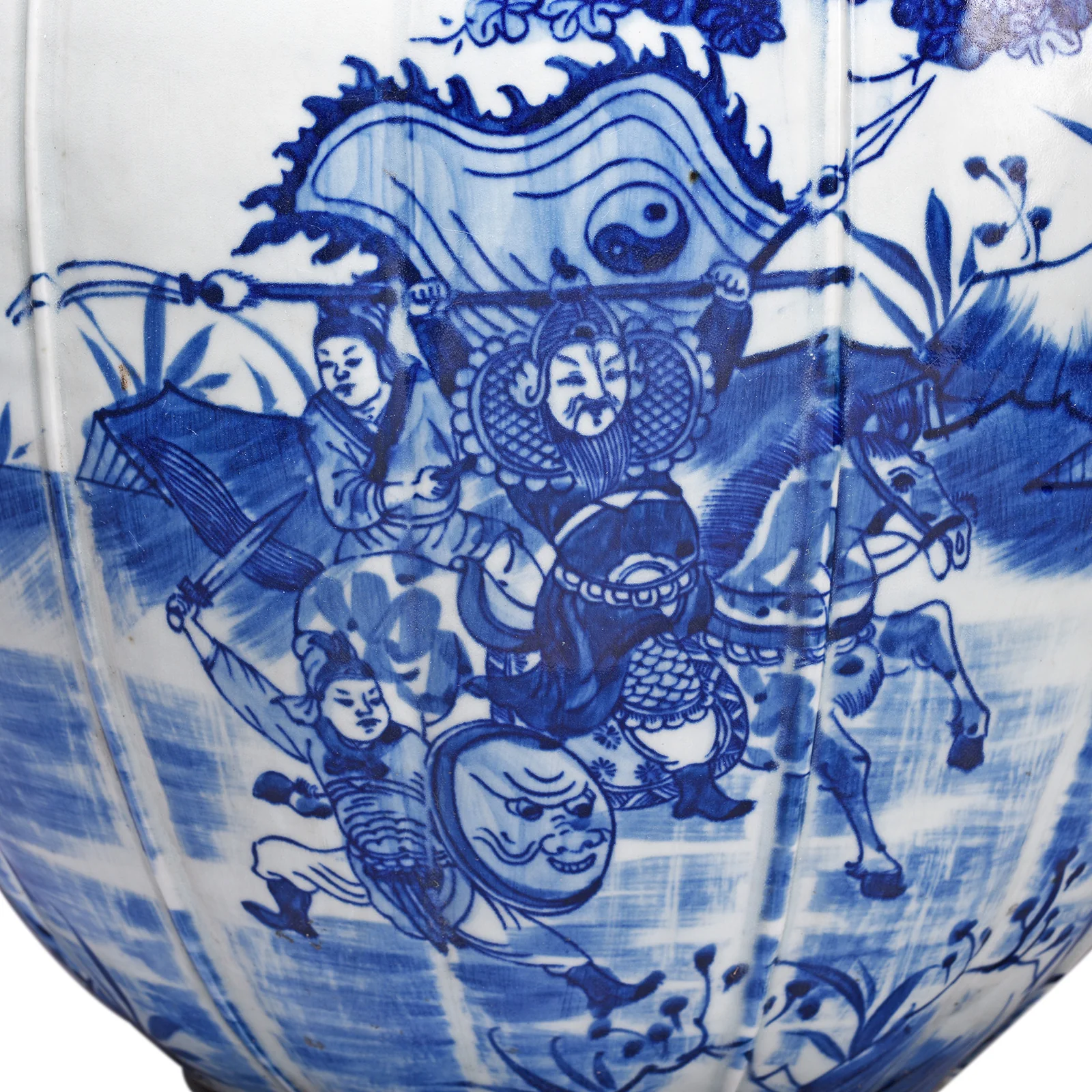 Blue & White Porcelain Temple Jar - Battle Design - Image 8