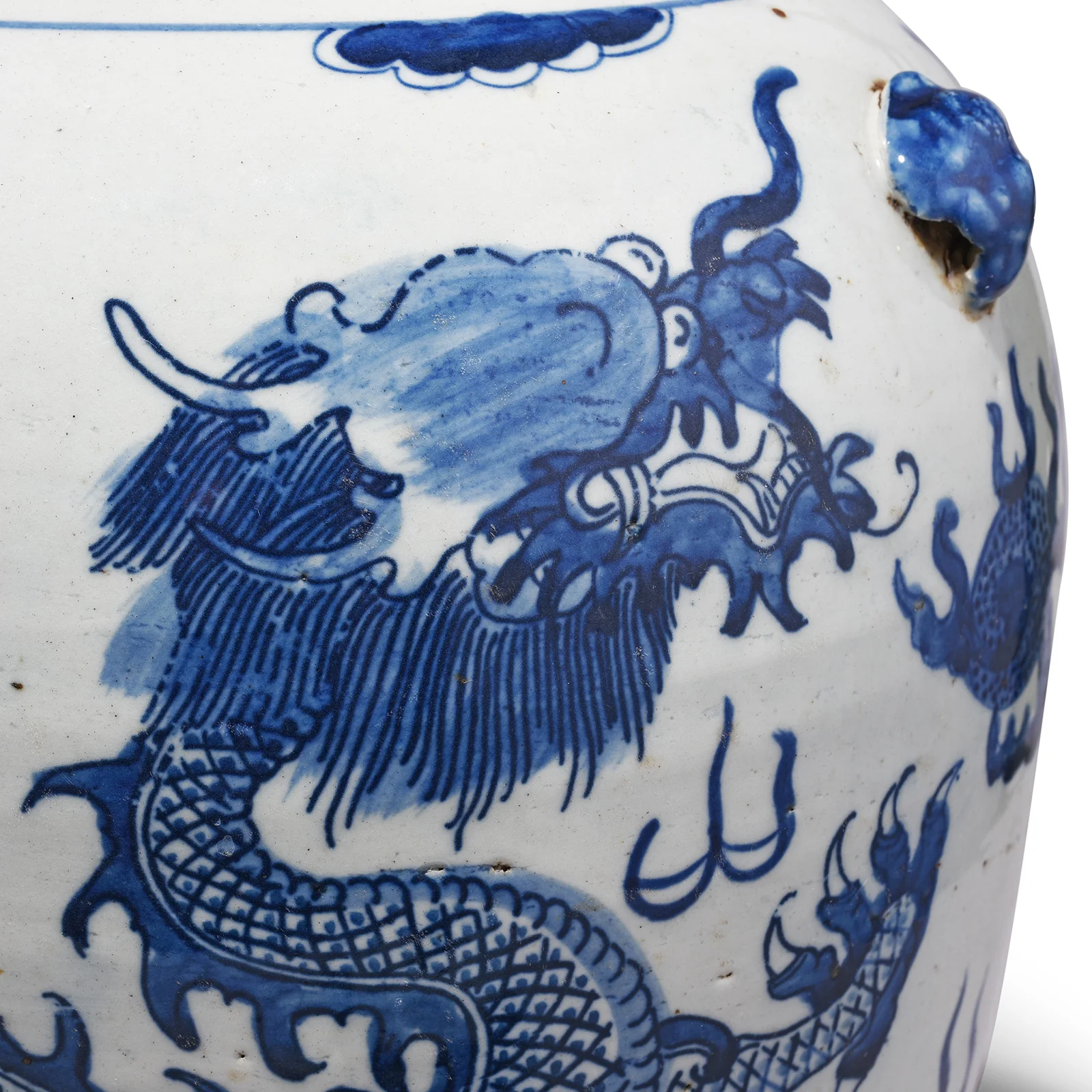 Blue & White Porcelain Temple Jar - Dragons - Image 2
