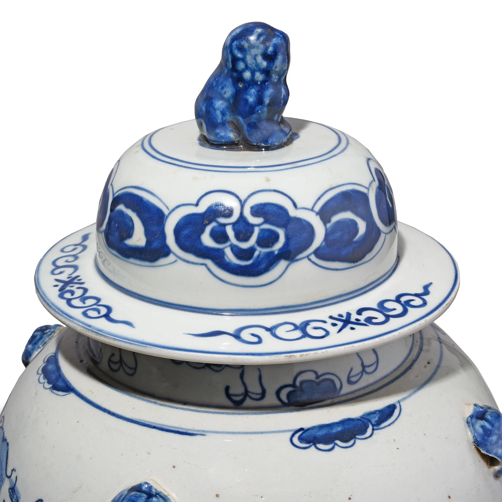 Blue & White Porcelain Temple Jar - Dragons - Image 4