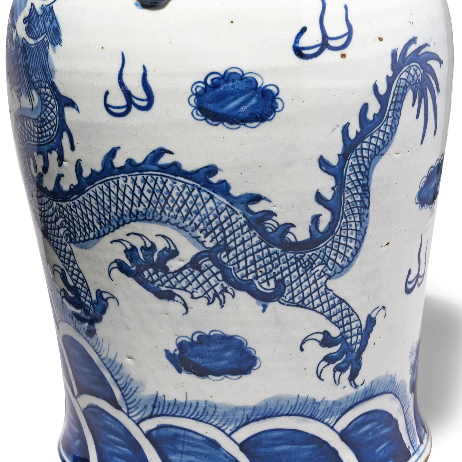 Blue & White Porcelain Temple Jar - Dragons - Image 5