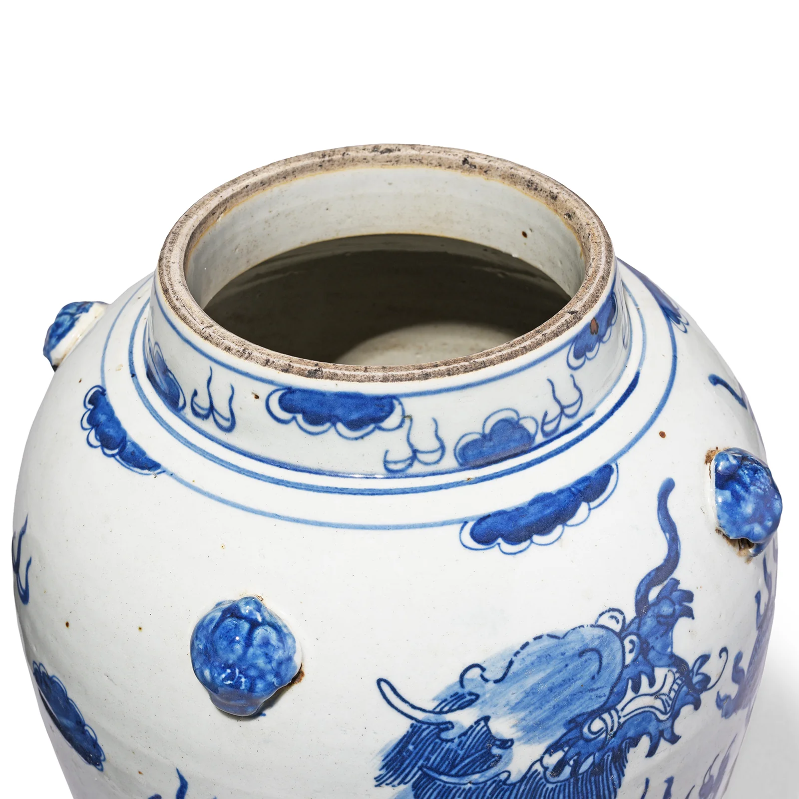 Blue & White Porcelain Temple Jar - Dragons - Image 6