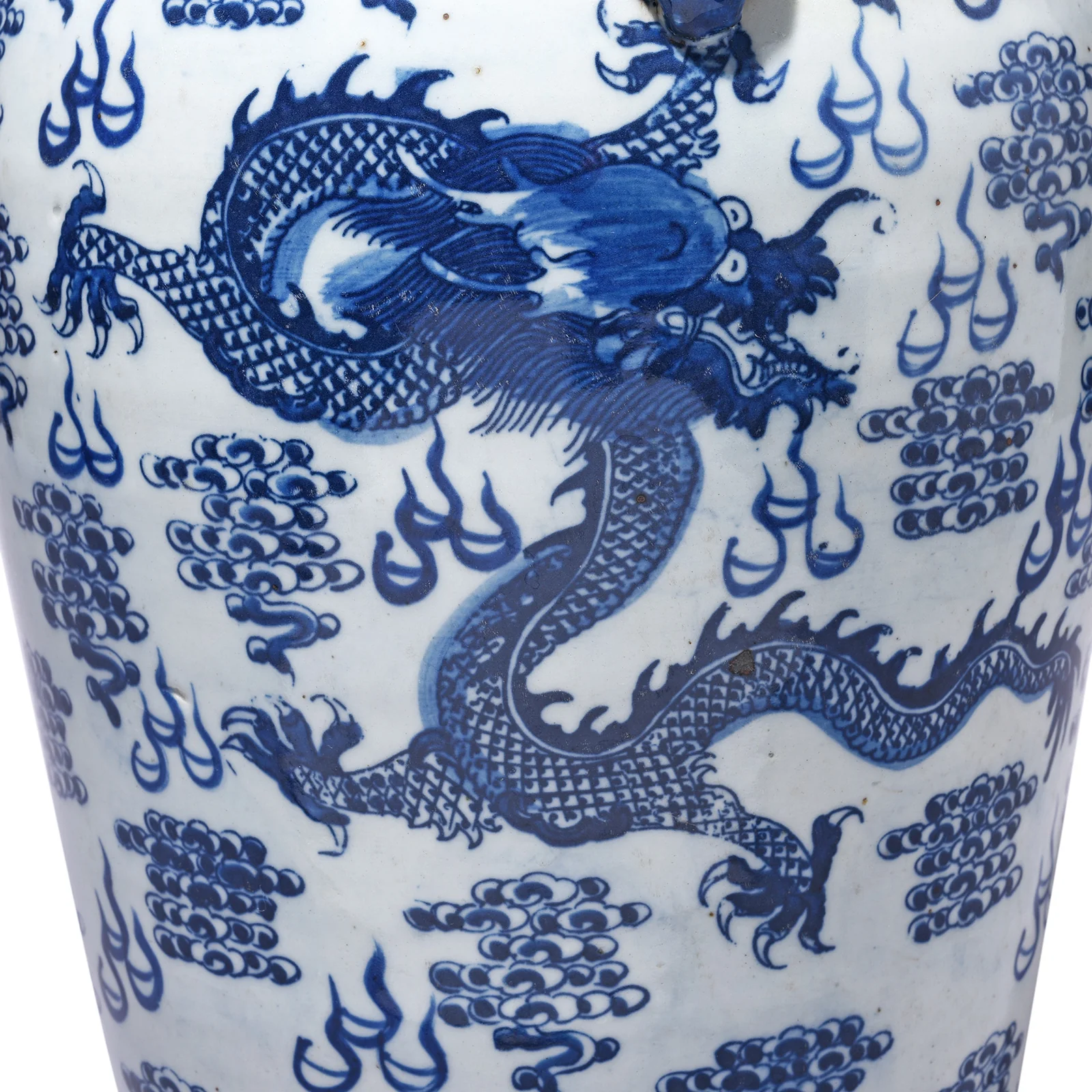 Blue & White Porcelain Temple Jar - Dragon Design - Image 3