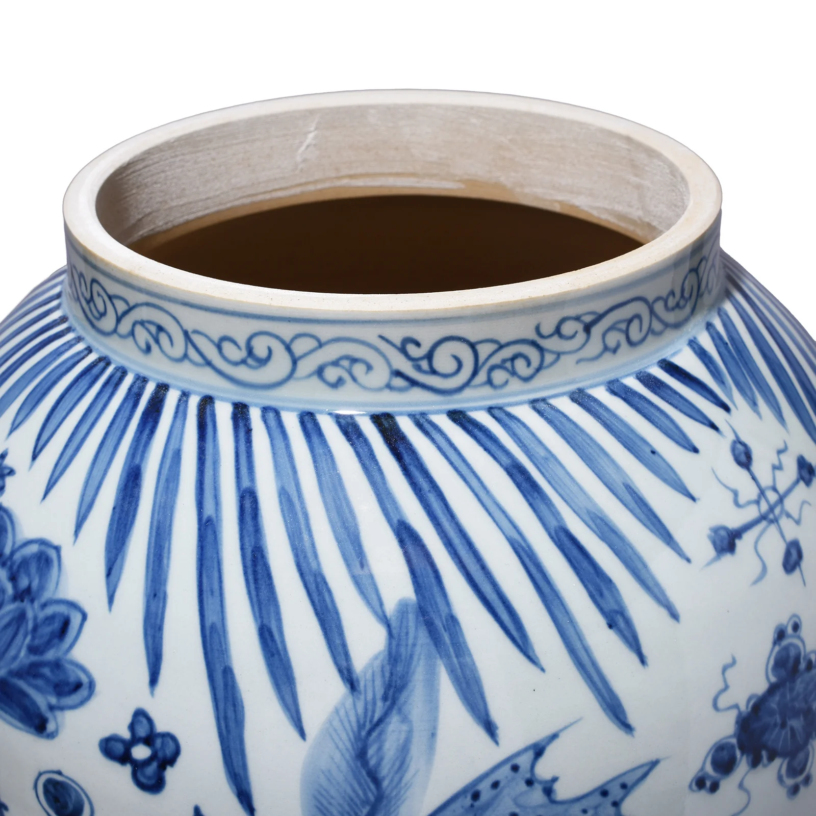 Blue & White Porcelain Temple Jar - Fishes - Image 14