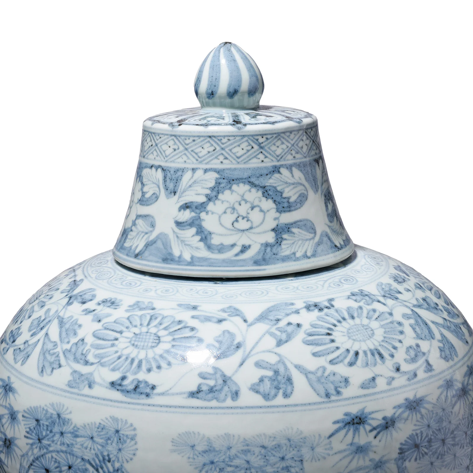 Blue & White Porcelain Temple Jar - Four Tree Design - Image 3