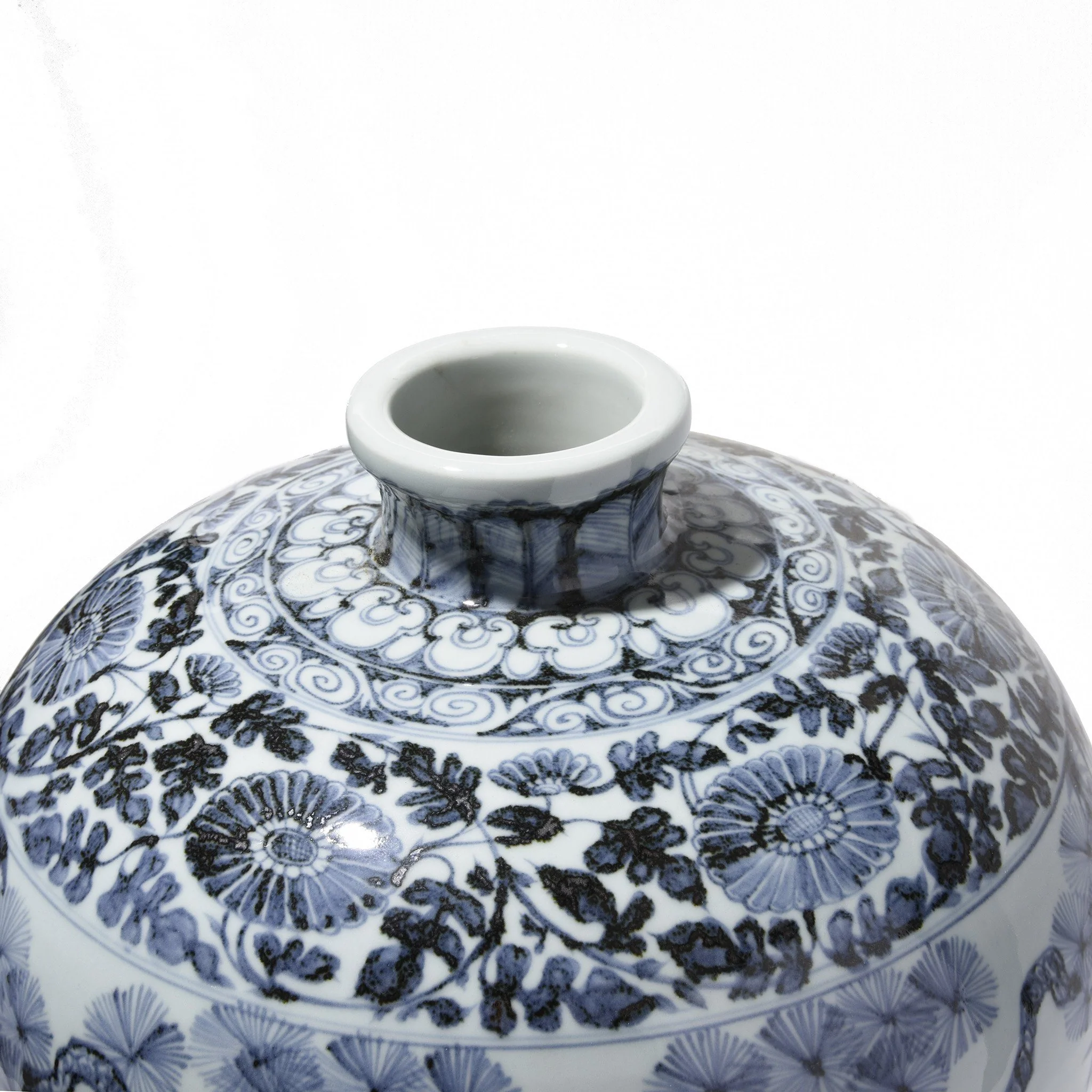 Blue & White Porcelain Temple Jar - Four Tree Design - Image 5