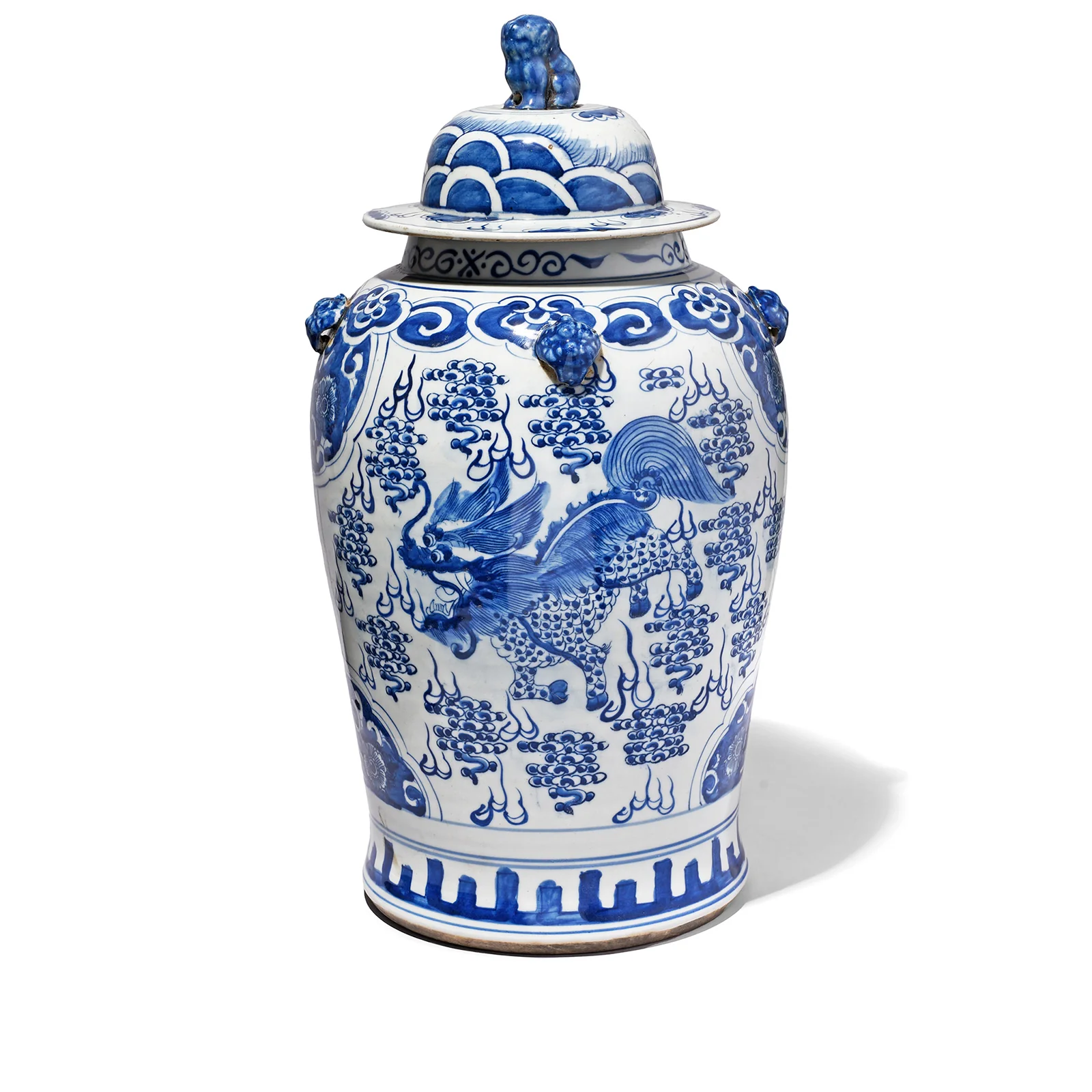 Blue & White Porcelain Temple Jar - Mythical Creatures - Image 2