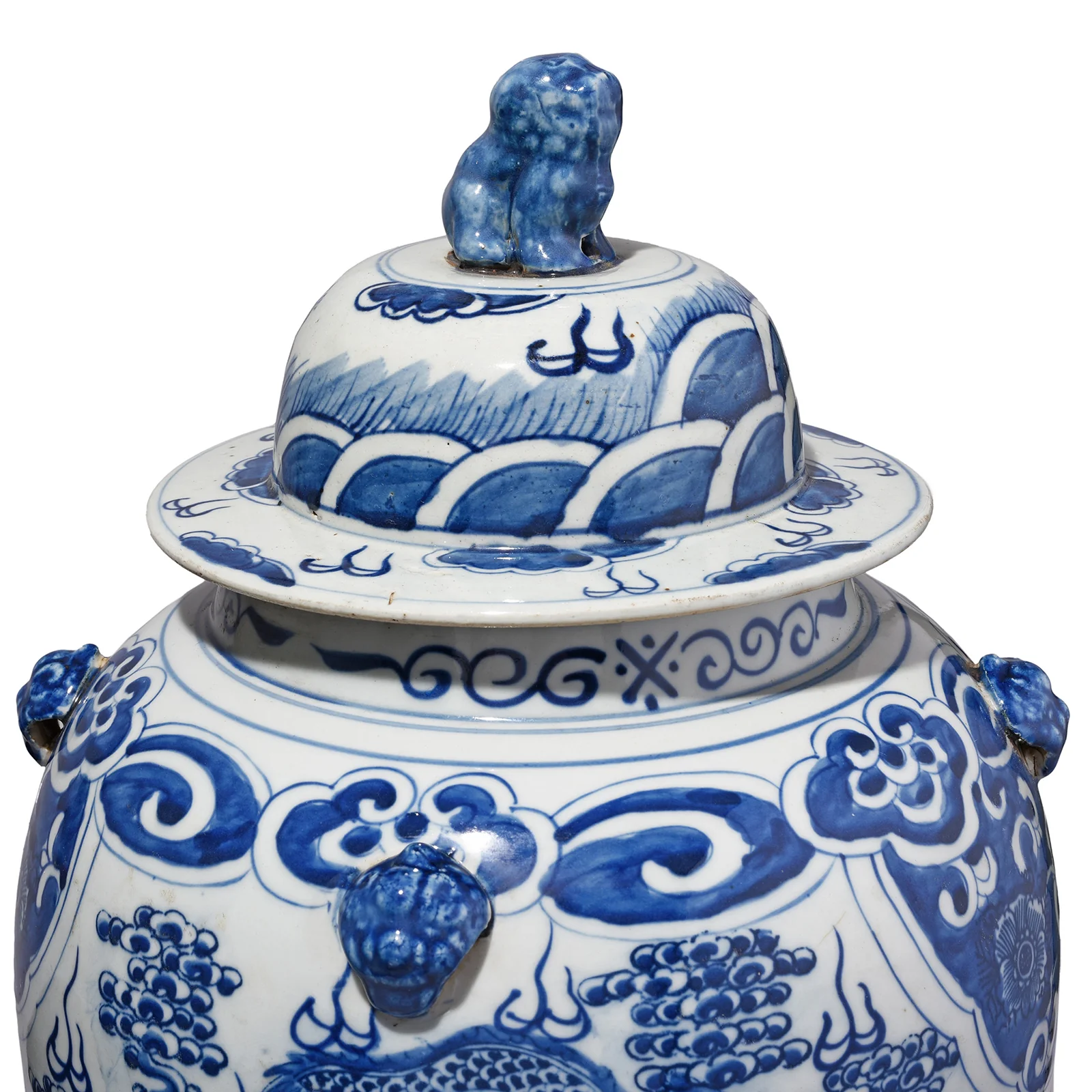 Blue & White Porcelain Temple Jar - Mythical Creatures - Image 3