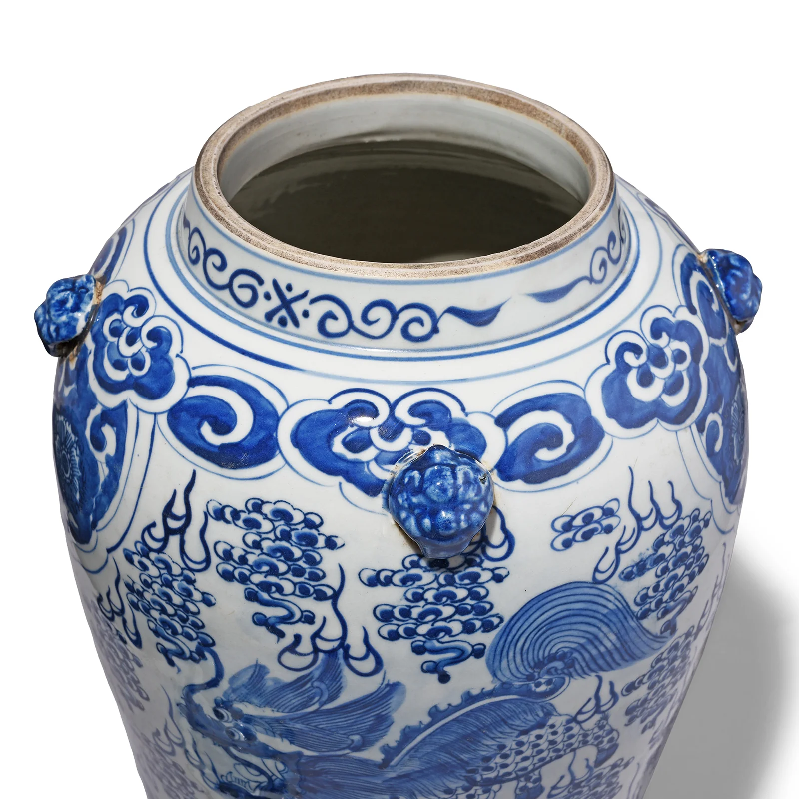 Blue & White Porcelain Temple Jar - Mythical Creatures - Image 4