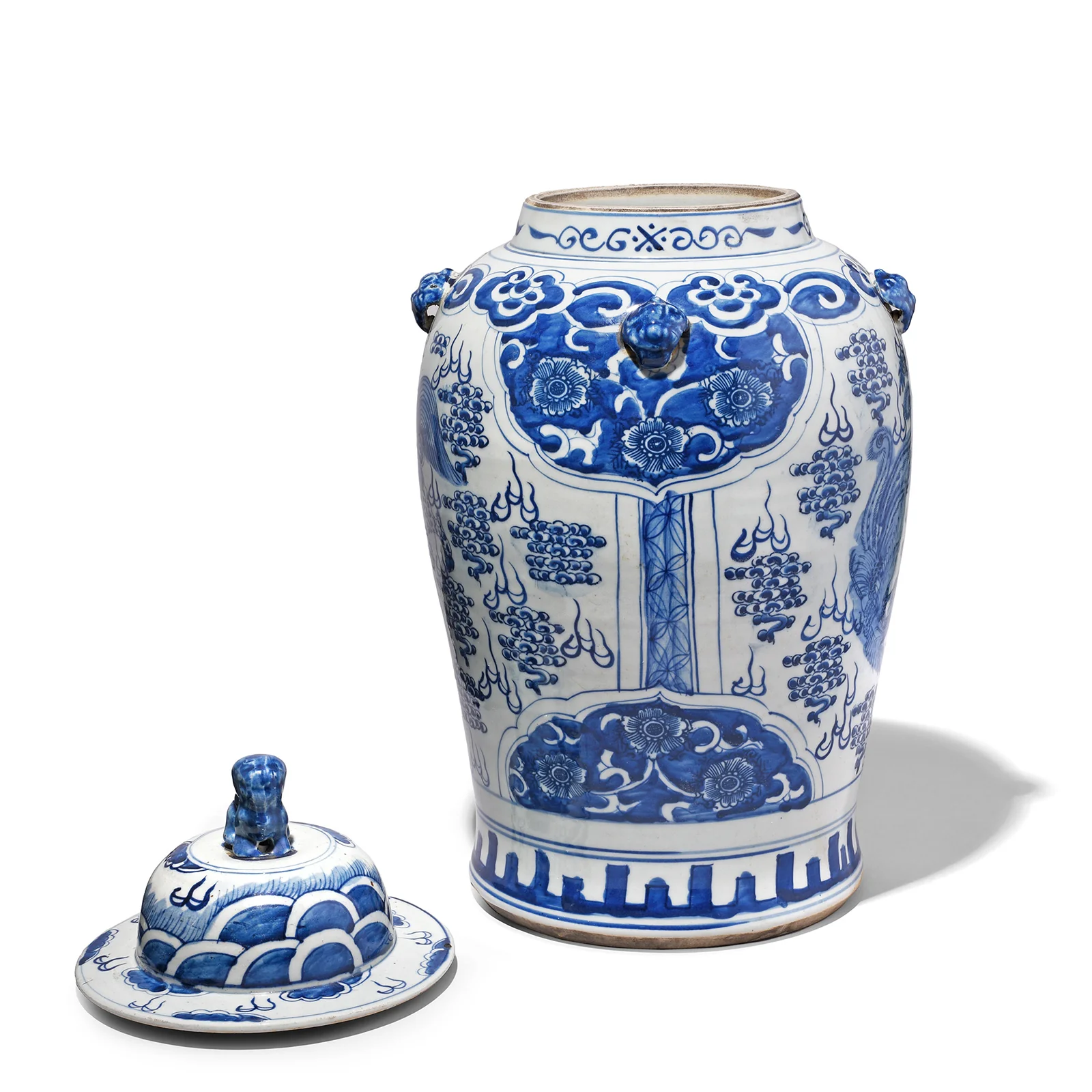 Blue & White Porcelain Temple Jar - Mythical Creatures - Image 5