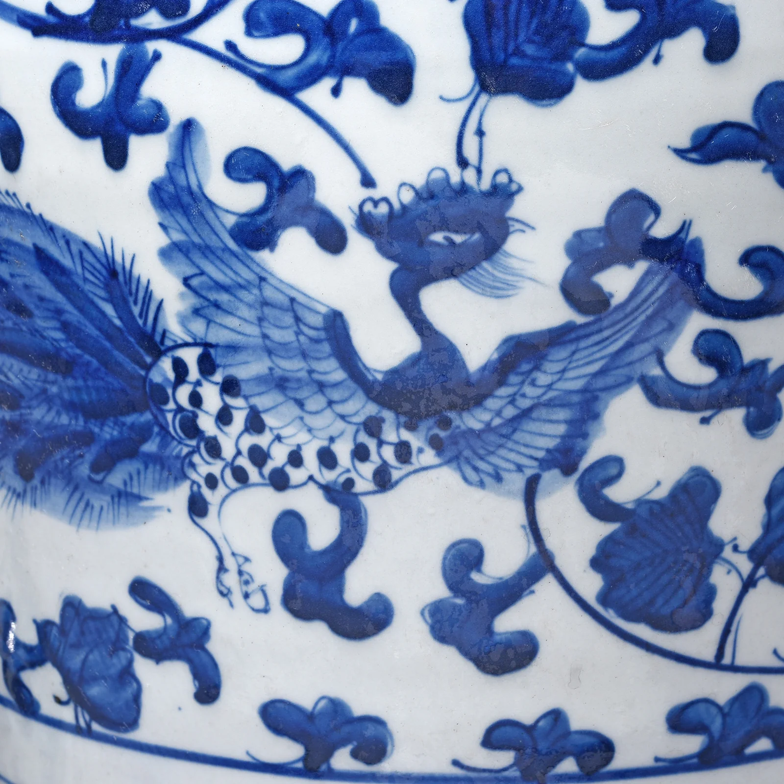 Blue & White Porcelain Temple Jar - Phoenix, Qilin & Lotus - Image 8