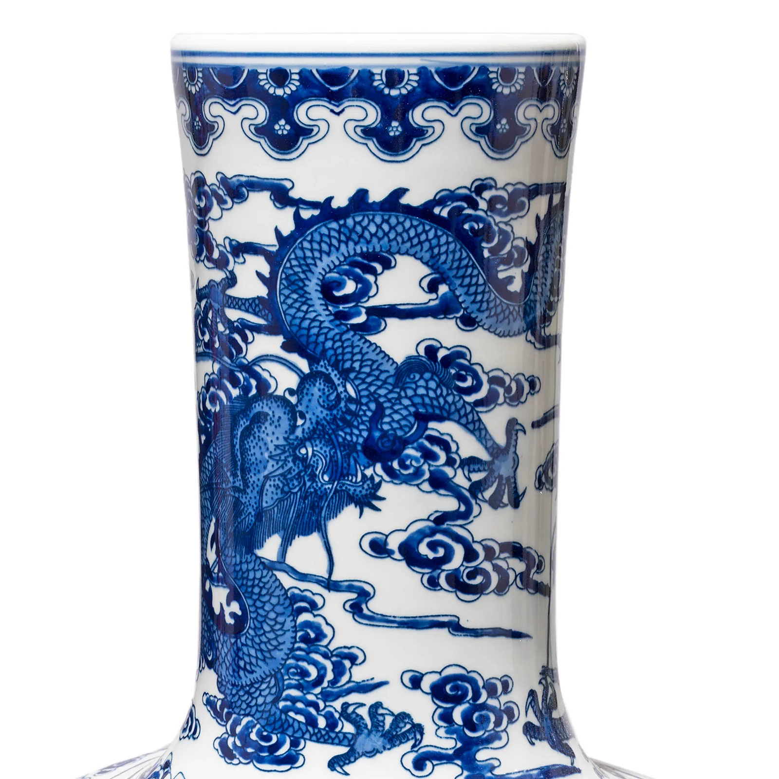 Blue & White Porcelain Tianqiuping Dragon Vase - Image 10