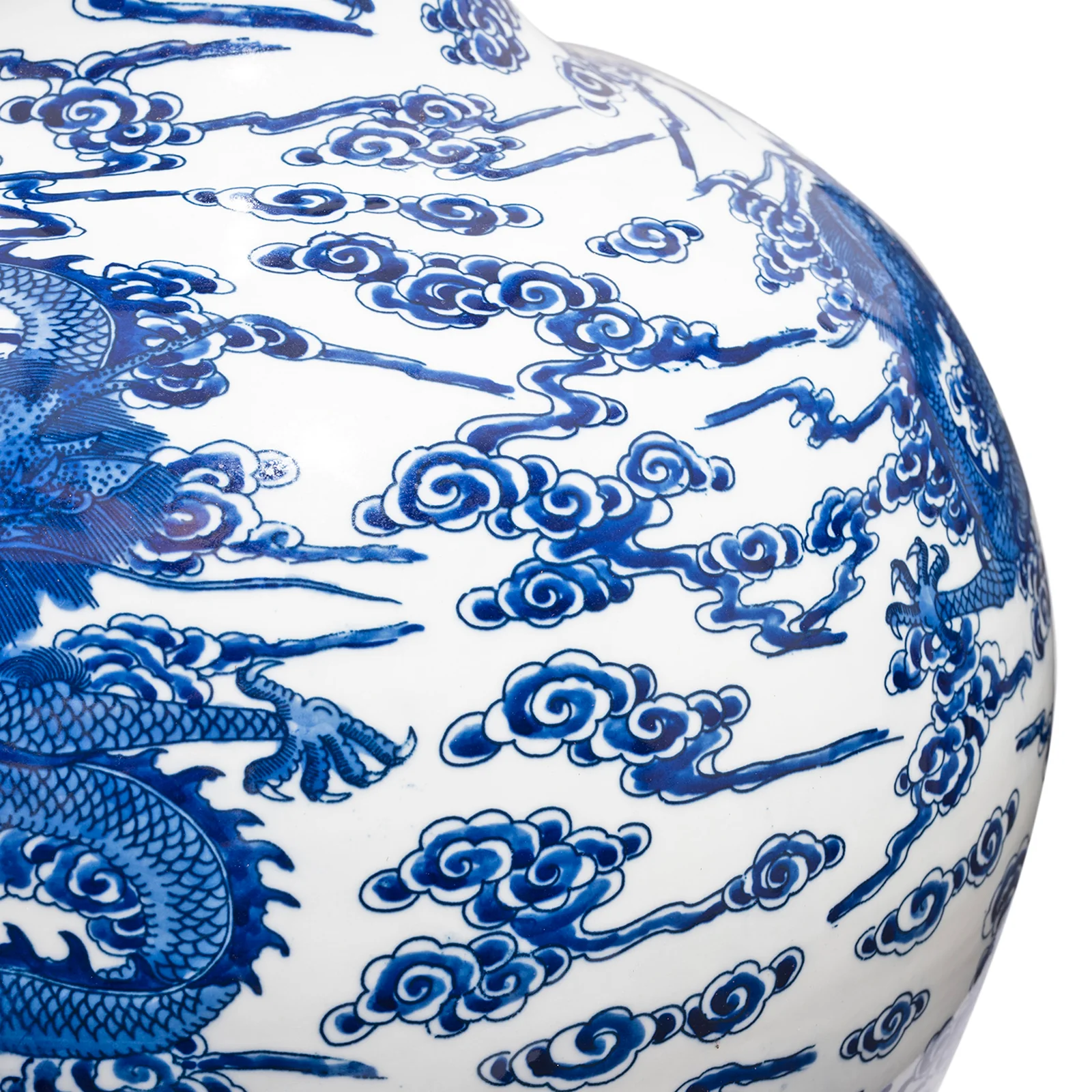 Blue & White Porcelain Tianqiuping Dragon Vase - Image 11