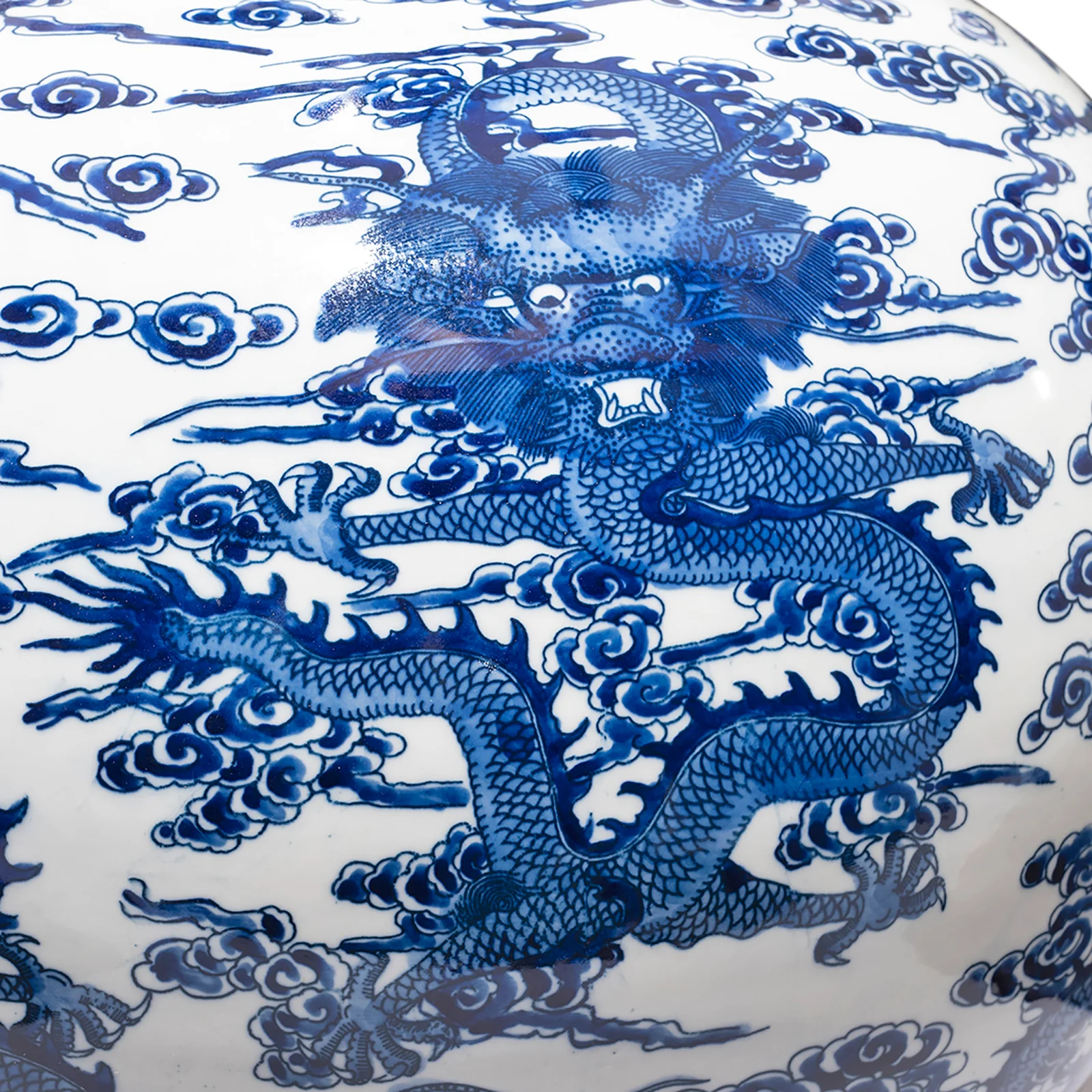 Blue & White Porcelain Tianqiuping Dragon Vase - Image 4