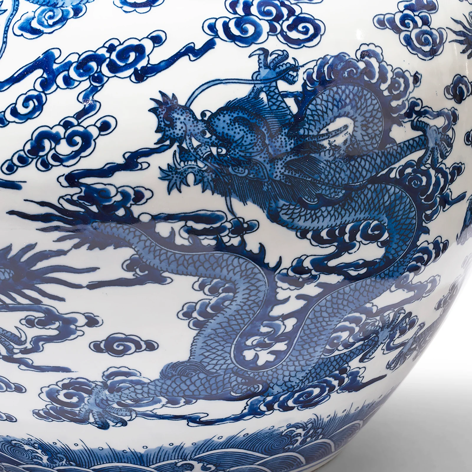 Blue & White Porcelain Tianqiuping Dragon Vase - Image 7