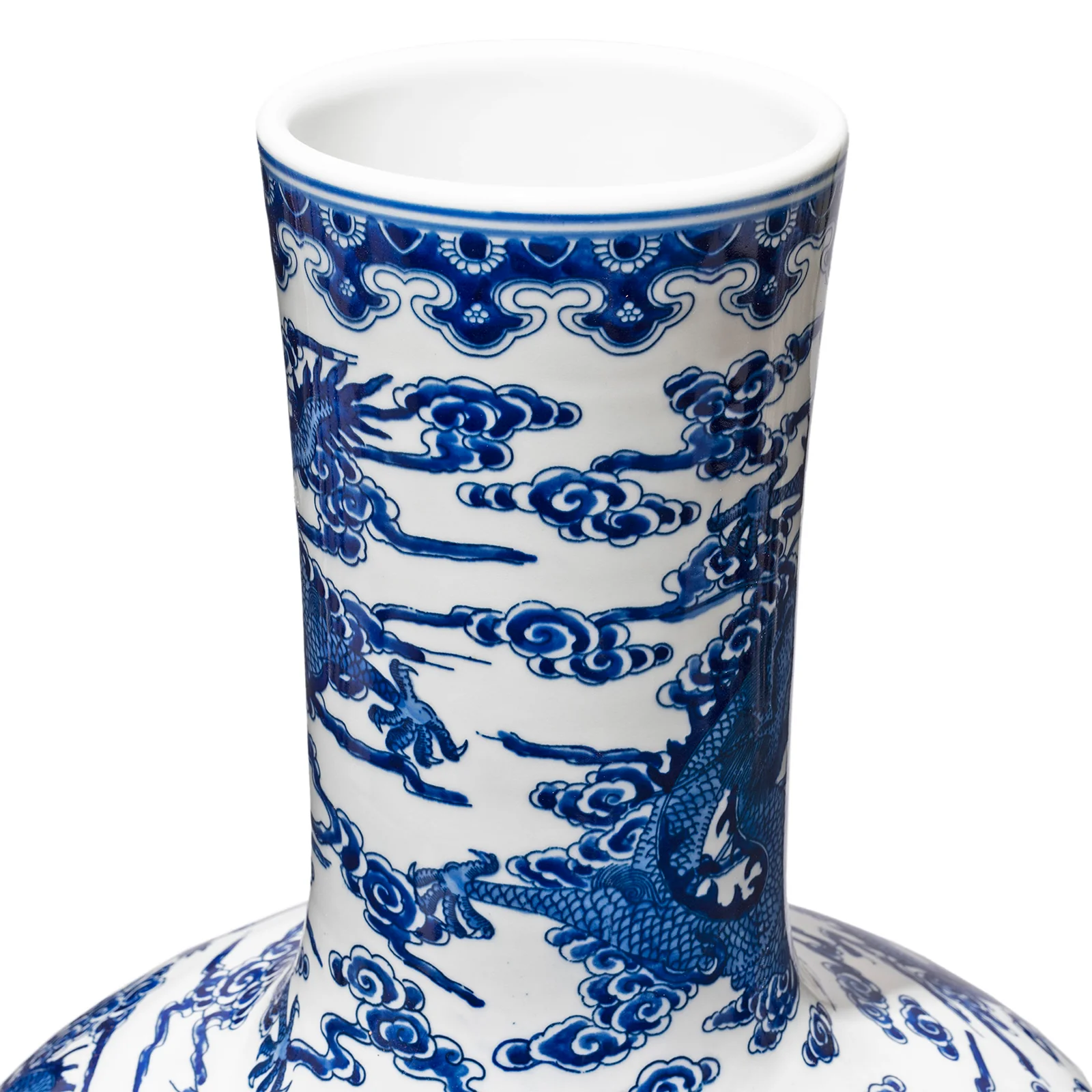 Blue & White Porcelain Tianqiuping Dragon Vase - Image 8