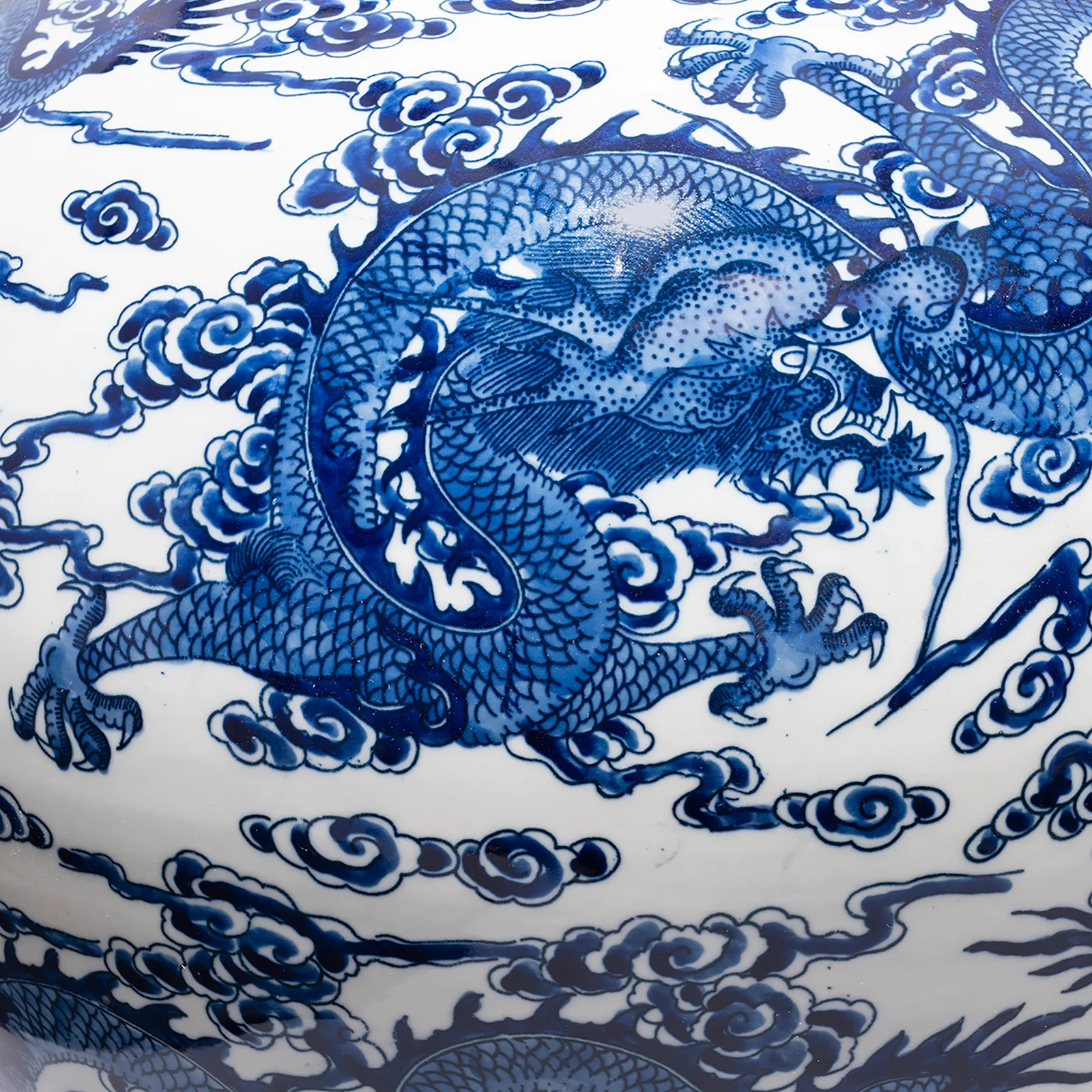 Blue & White Porcelain Tianqiuping Dragon Vase - Image 9