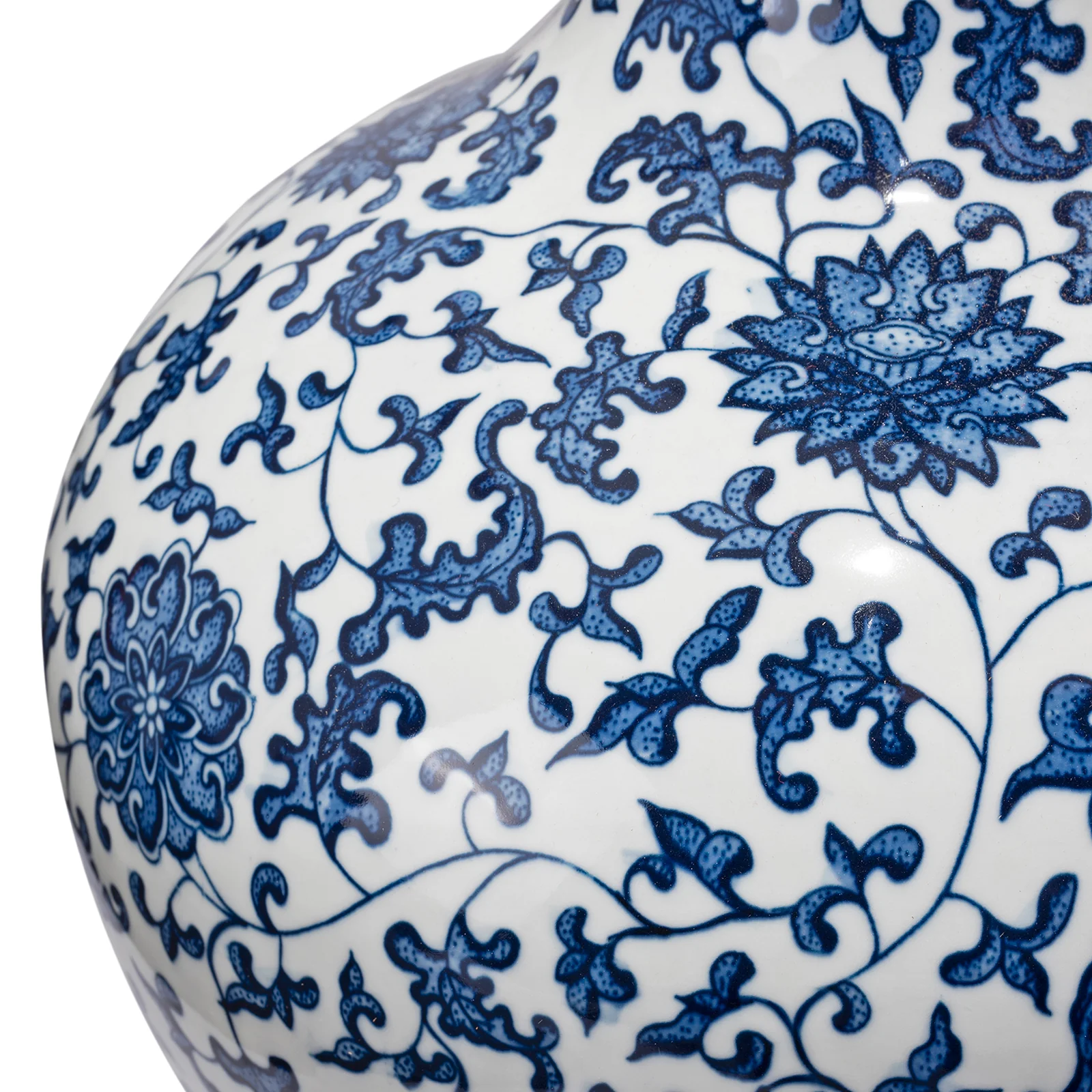 Large Blue & White Porcelain Trumpet Mouth Vase - Image 3
